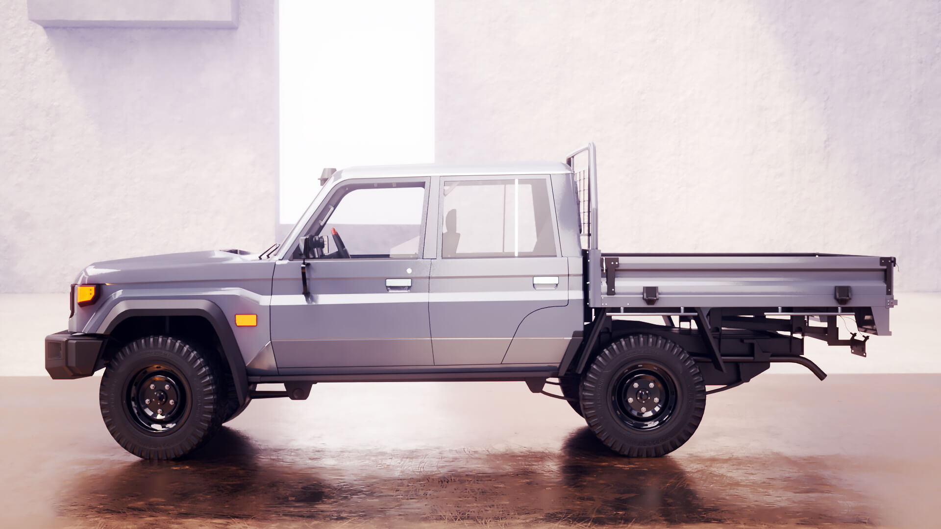 Off-Road Pickup Truck Double Cab 4x4 Rigged PBR Midpoly 3D Model