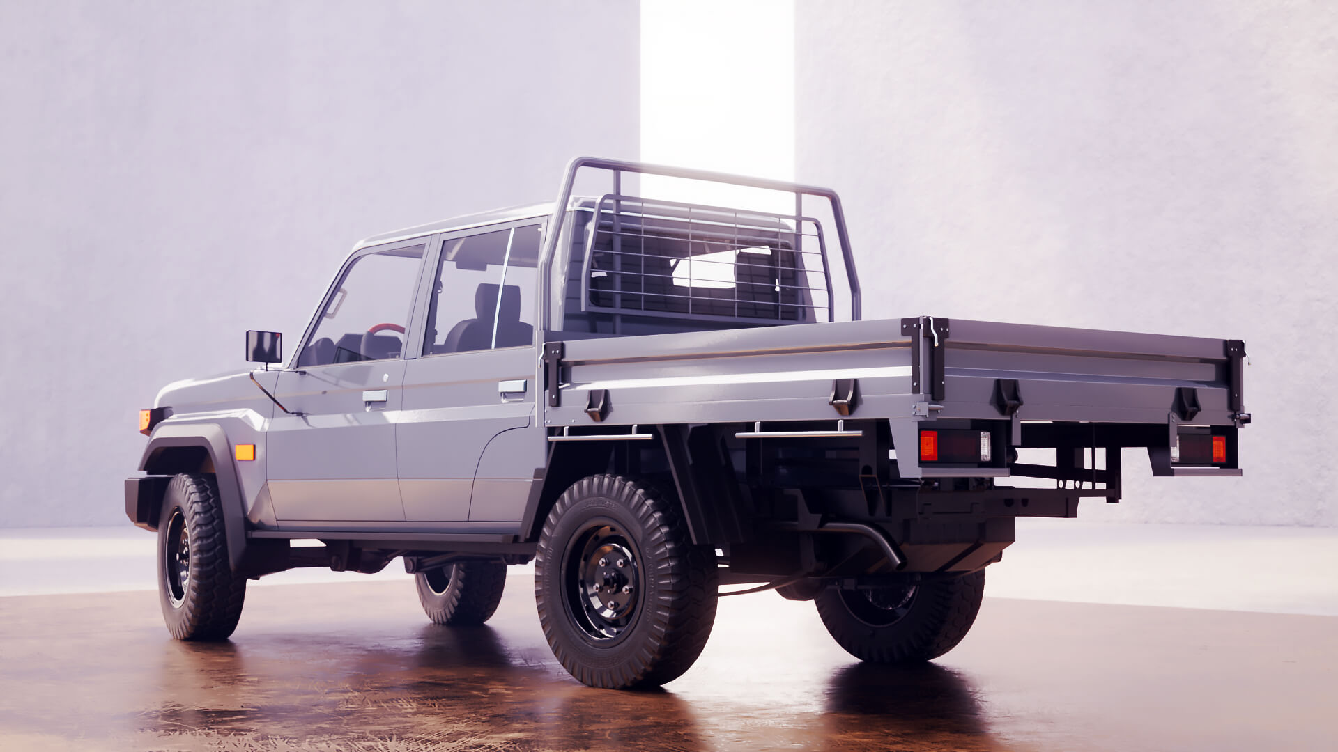Off-Road Pickup Truck Double Cab 4x4 Rigged PBR Midpoly 3D Model