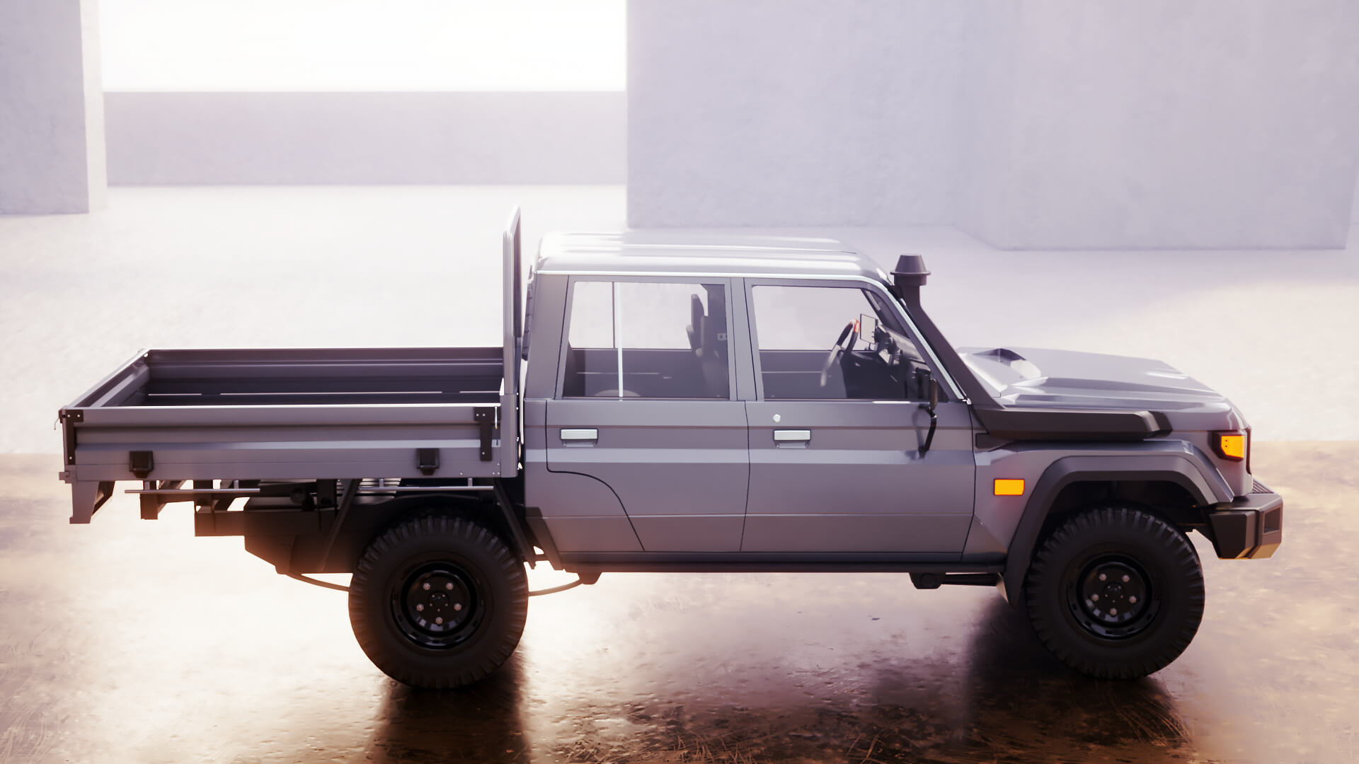 Off-Road Pickup Truck Double Cab 4x4 Rigged PBR Midpoly 3D Model