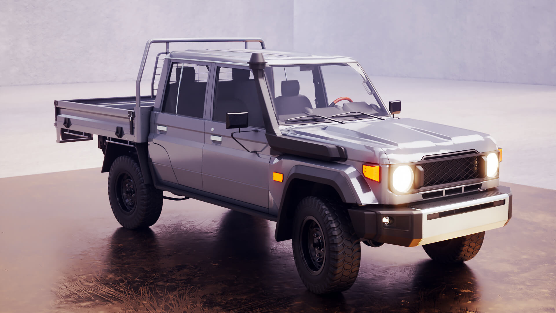 Off-Road Pickup Truck Double Cab 4x4 Rigged PBR Midpoly 3D Model