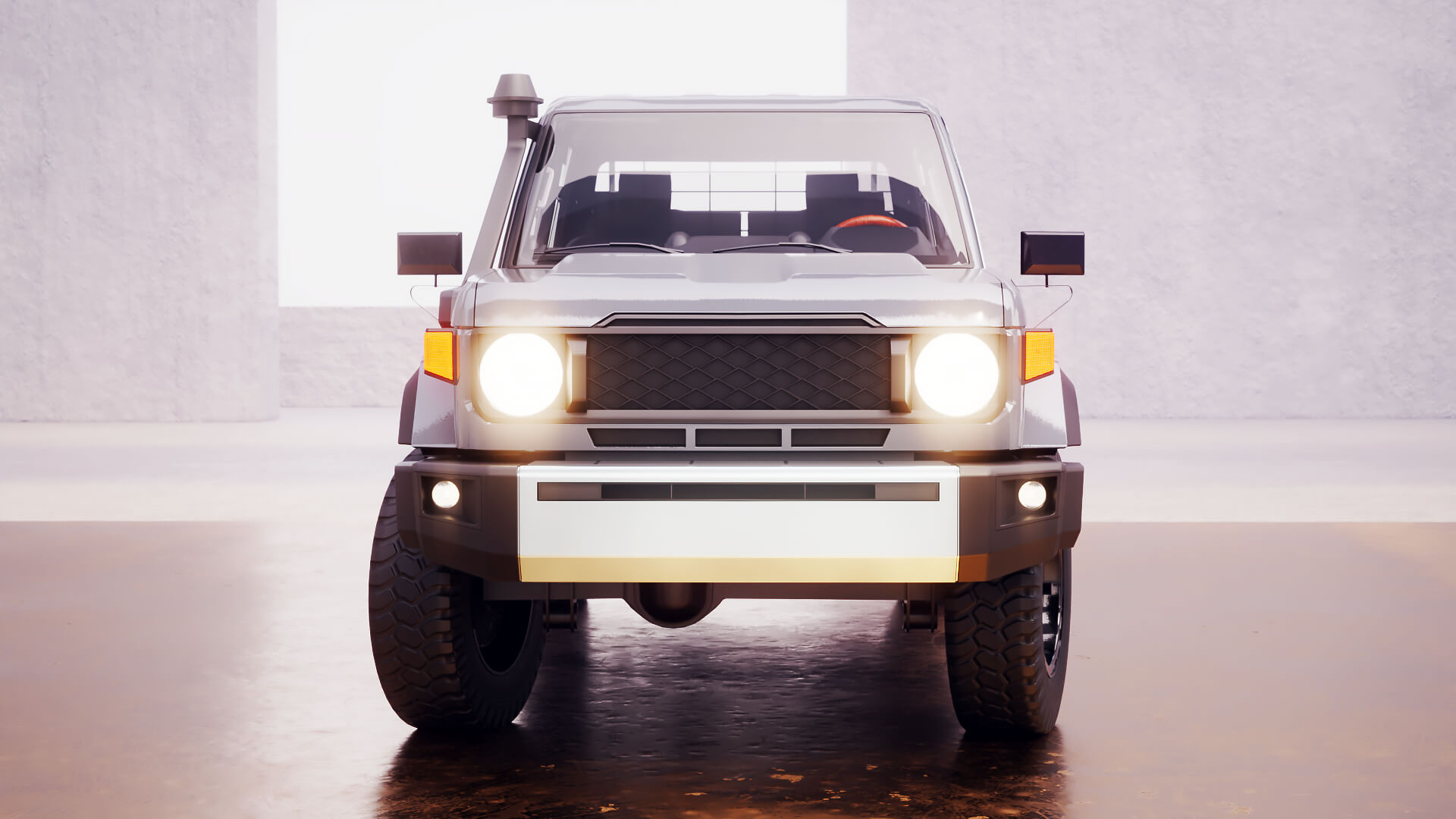 Off-Road Pickup Truck Double Cab 4x4 Rigged PBR Midpoly 3D Model