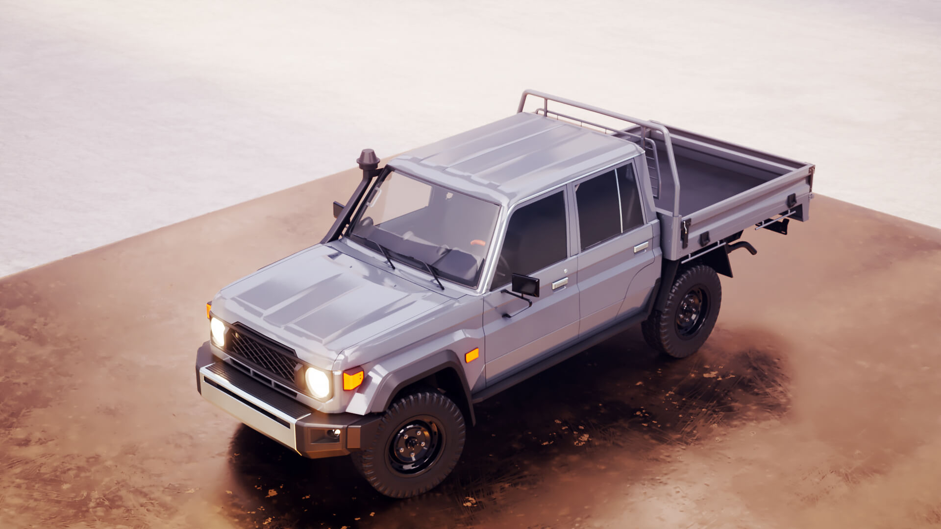 Off-Road Pickup Truck Double Cab 4x4 Rigged PBR Midpoly 3D Model