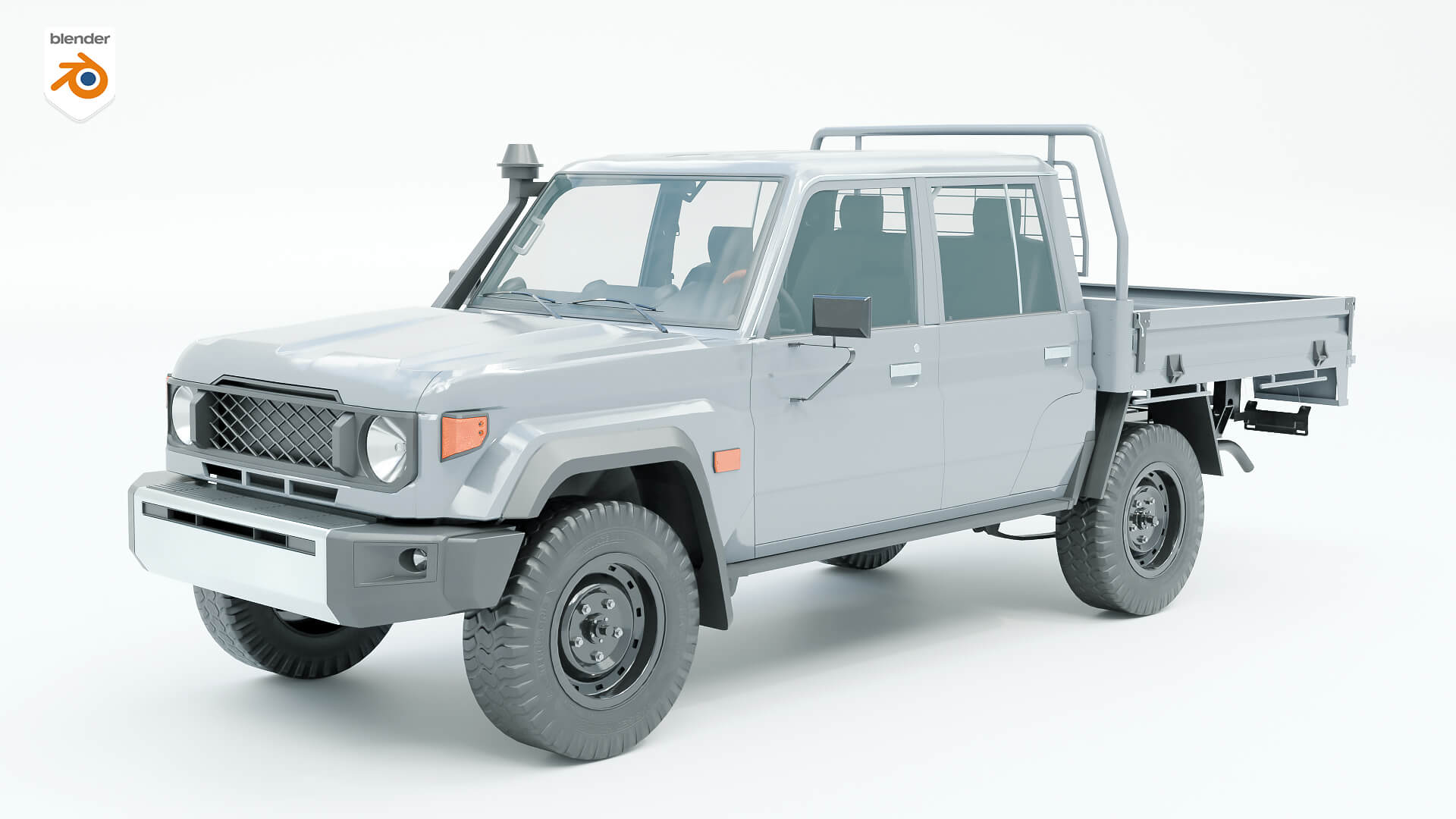 Off-Road Pickup Truck Double Cab 4x4 Rigged PBR Midpoly 3D Model