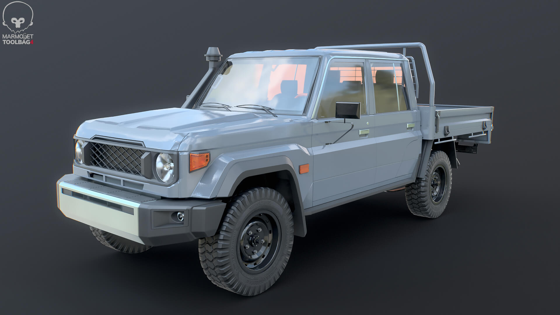 Off-Road Pickup Truck Double Cab 4x4 Rigged PBR Midpoly 3D Model