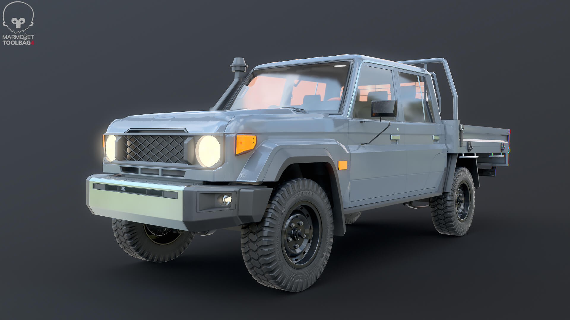 Off-Road Pickup Truck Double Cab 4x4 Rigged PBR Midpoly 3D Model