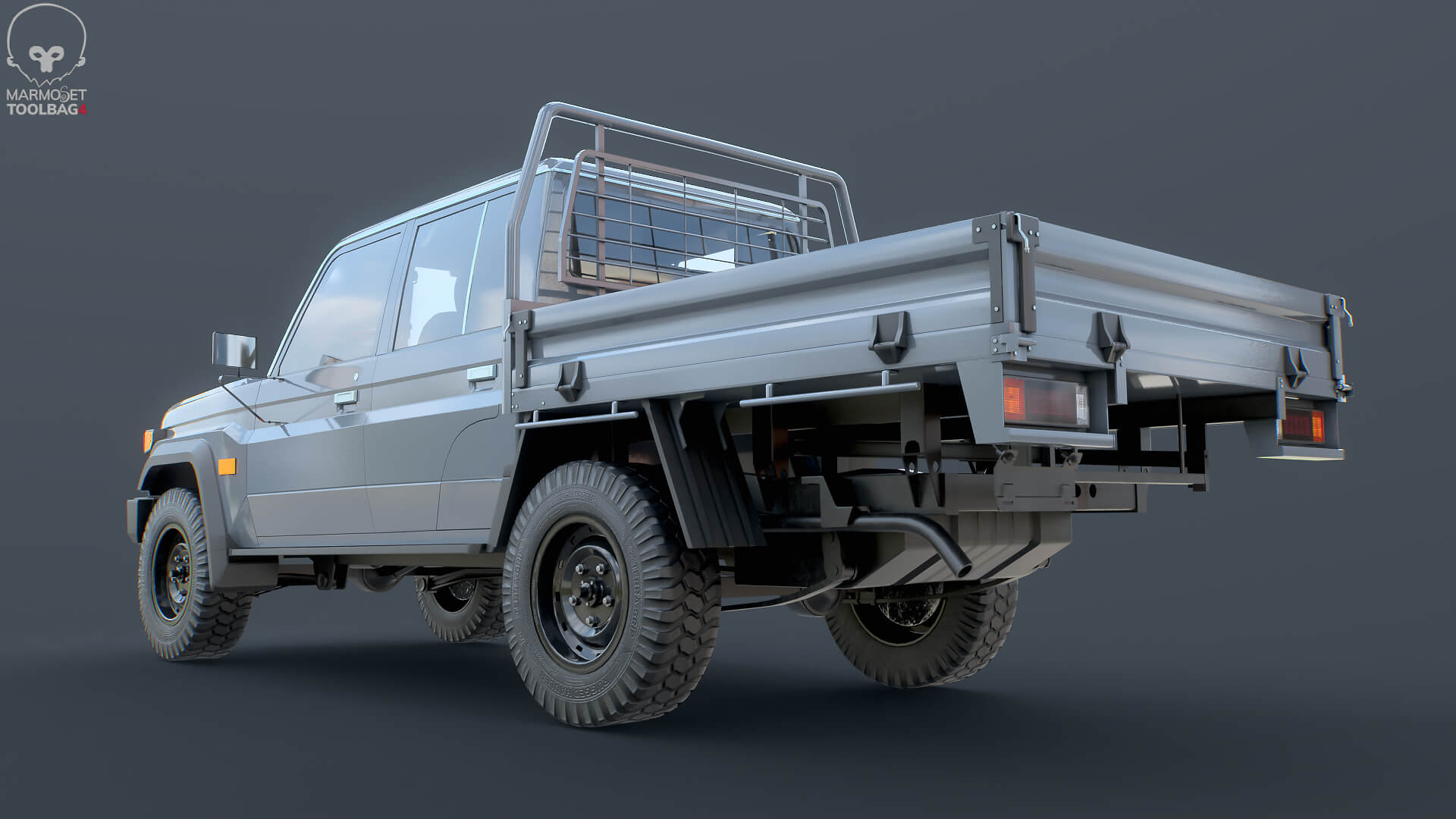 Off-Road Pickup Truck Double Cab 4x4 Rigged PBR Midpoly 3D Model