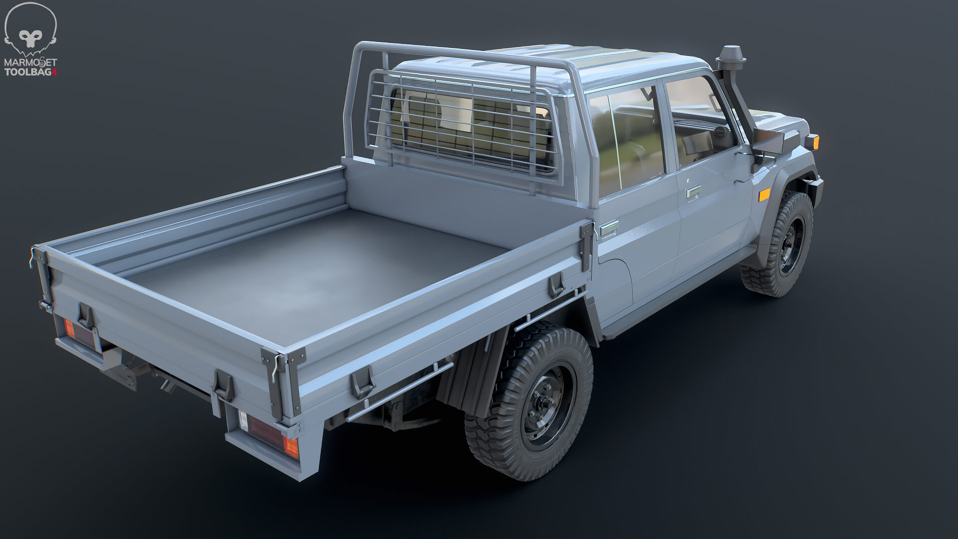 Off-Road Pickup Truck Double Cab 4x4 Rigged PBR Midpoly 3D Model