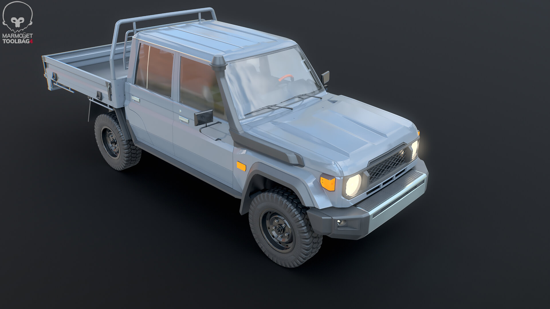 Off-Road Pickup Truck Double Cab 4x4 Rigged PBR Midpoly 3D Model