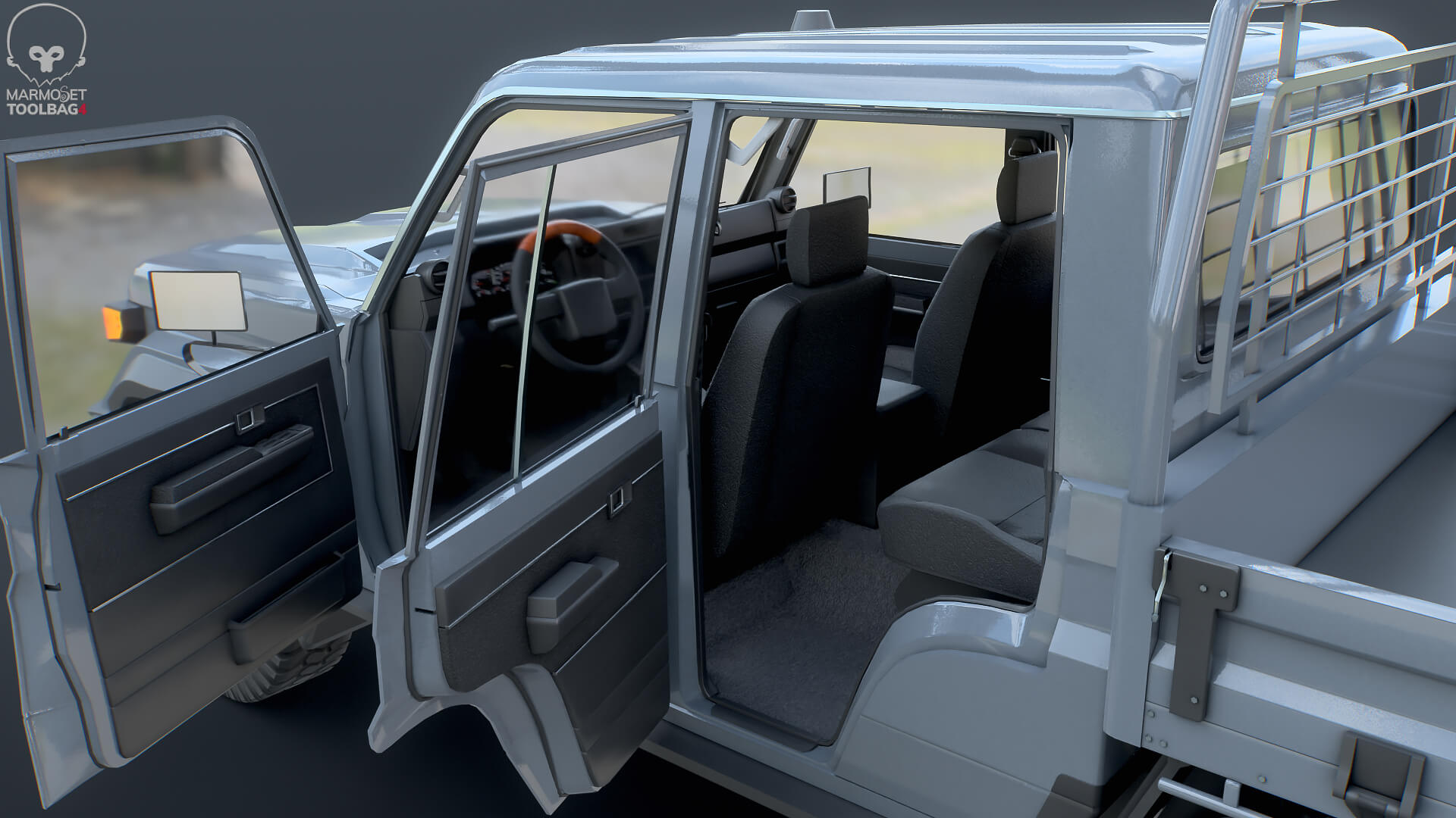 Off-Road Pickup Truck Double Cab 4x4 Rigged PBR Midpoly 3D Model