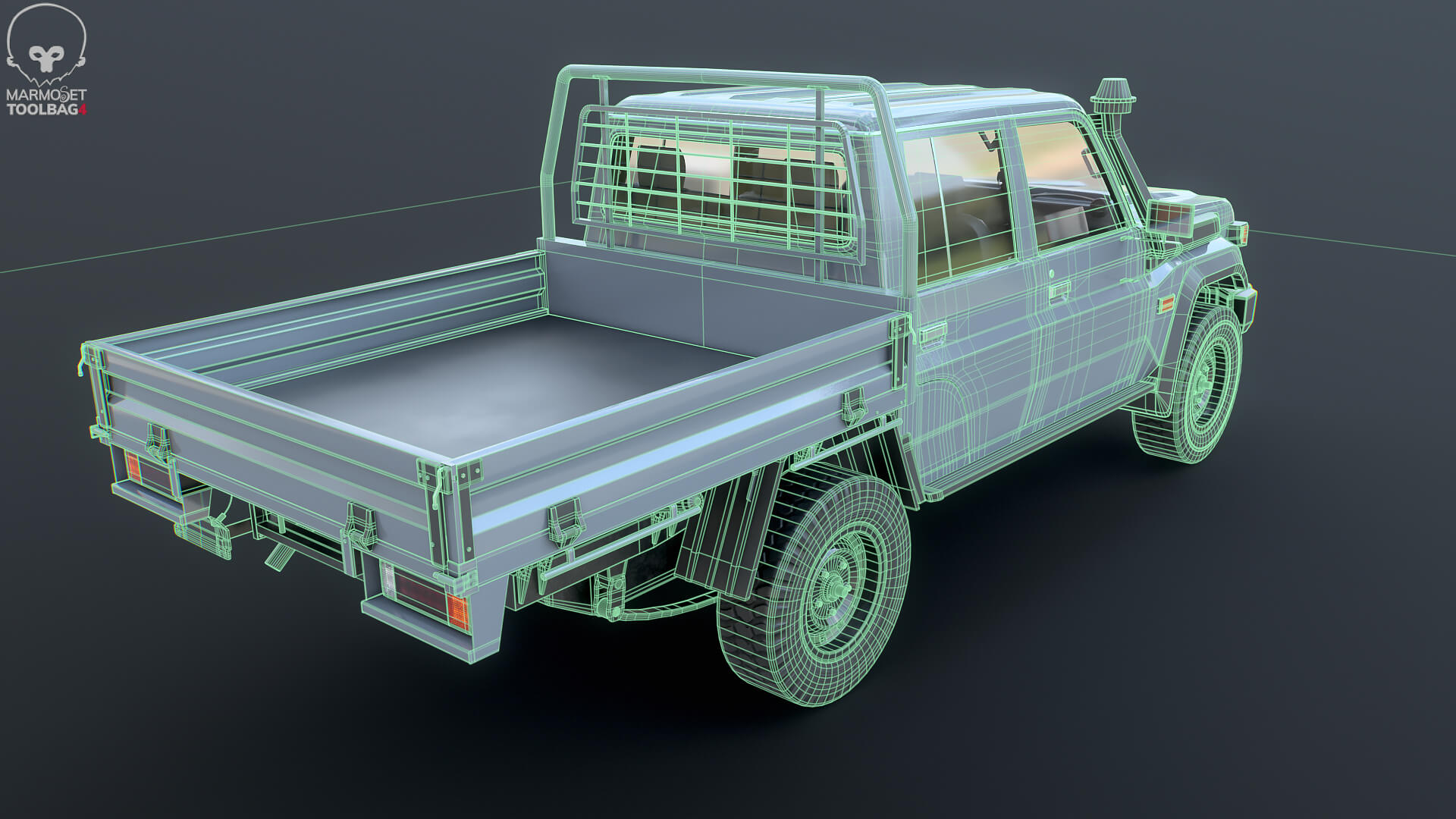 Off-Road Pickup Truck Double Cab 4x4 Rigged PBR Midpoly 3D Model