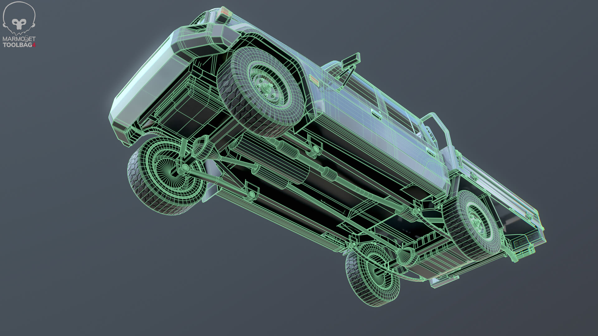 Off-Road Pickup Truck Double Cab 4x4 Rigged PBR Midpoly 3D Model