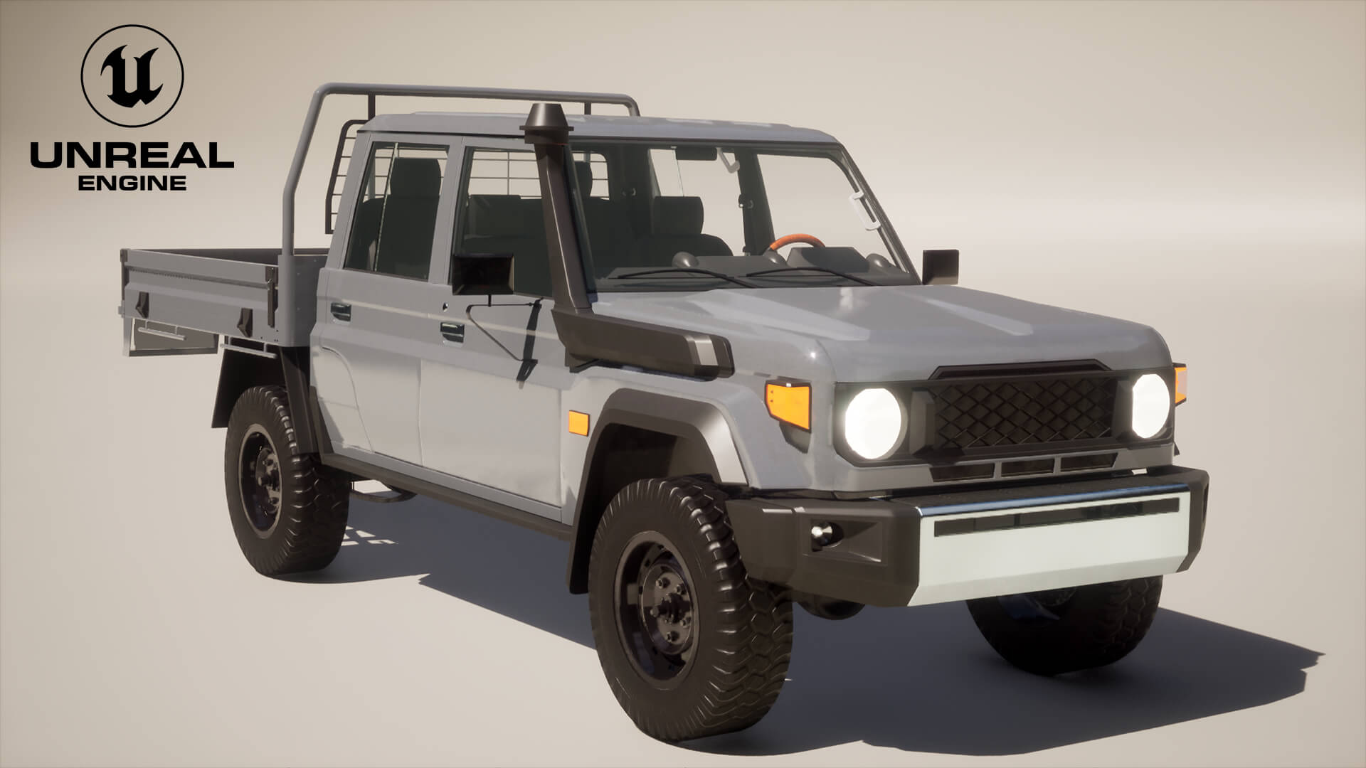 Off-Road Pickup Truck Double Cab 4x4 Rigged PBR Midpoly 3D Model