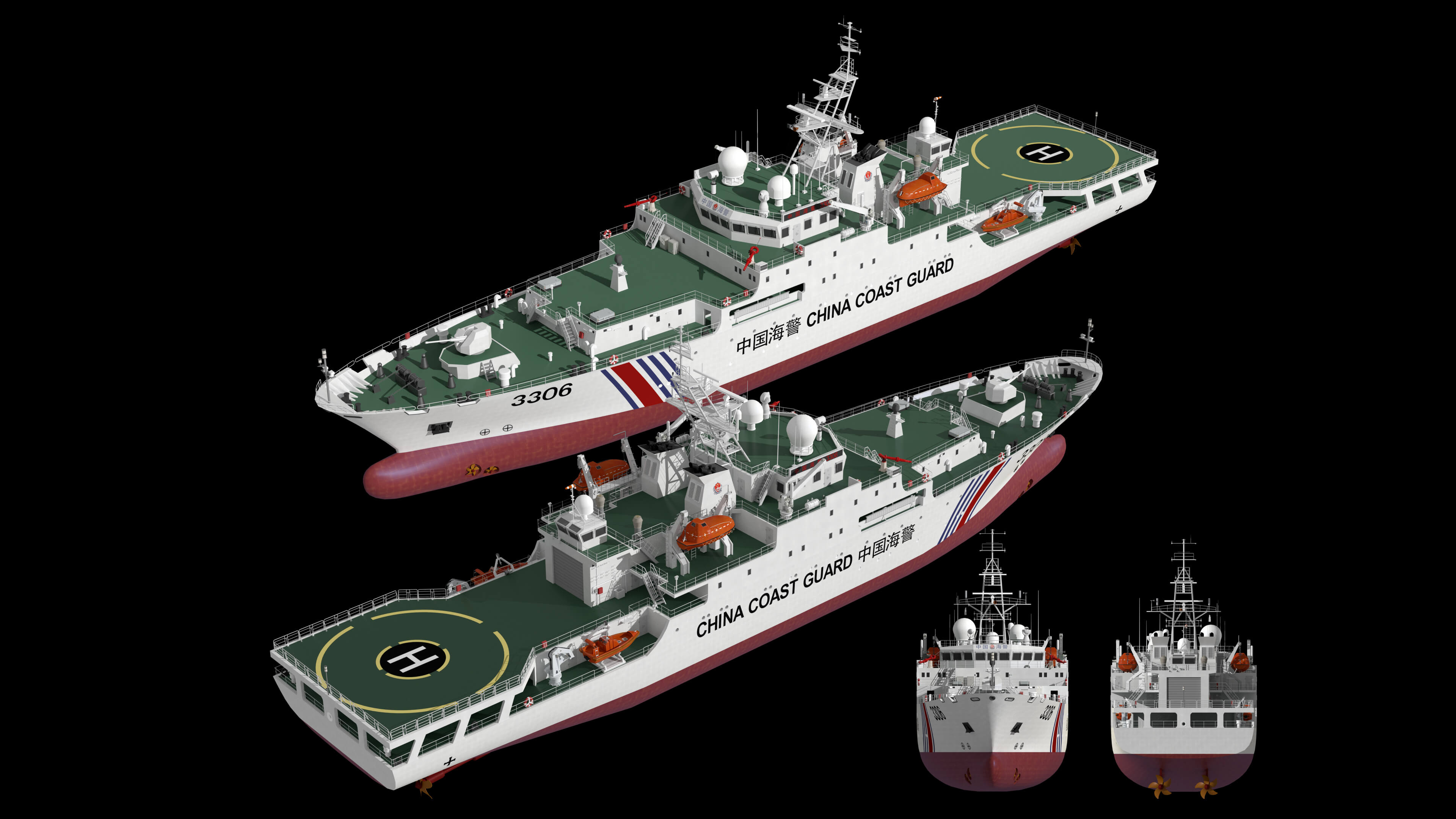 China Coast Guard Vessel 3306 &ndash Maritime Law Enforceme 3D Model