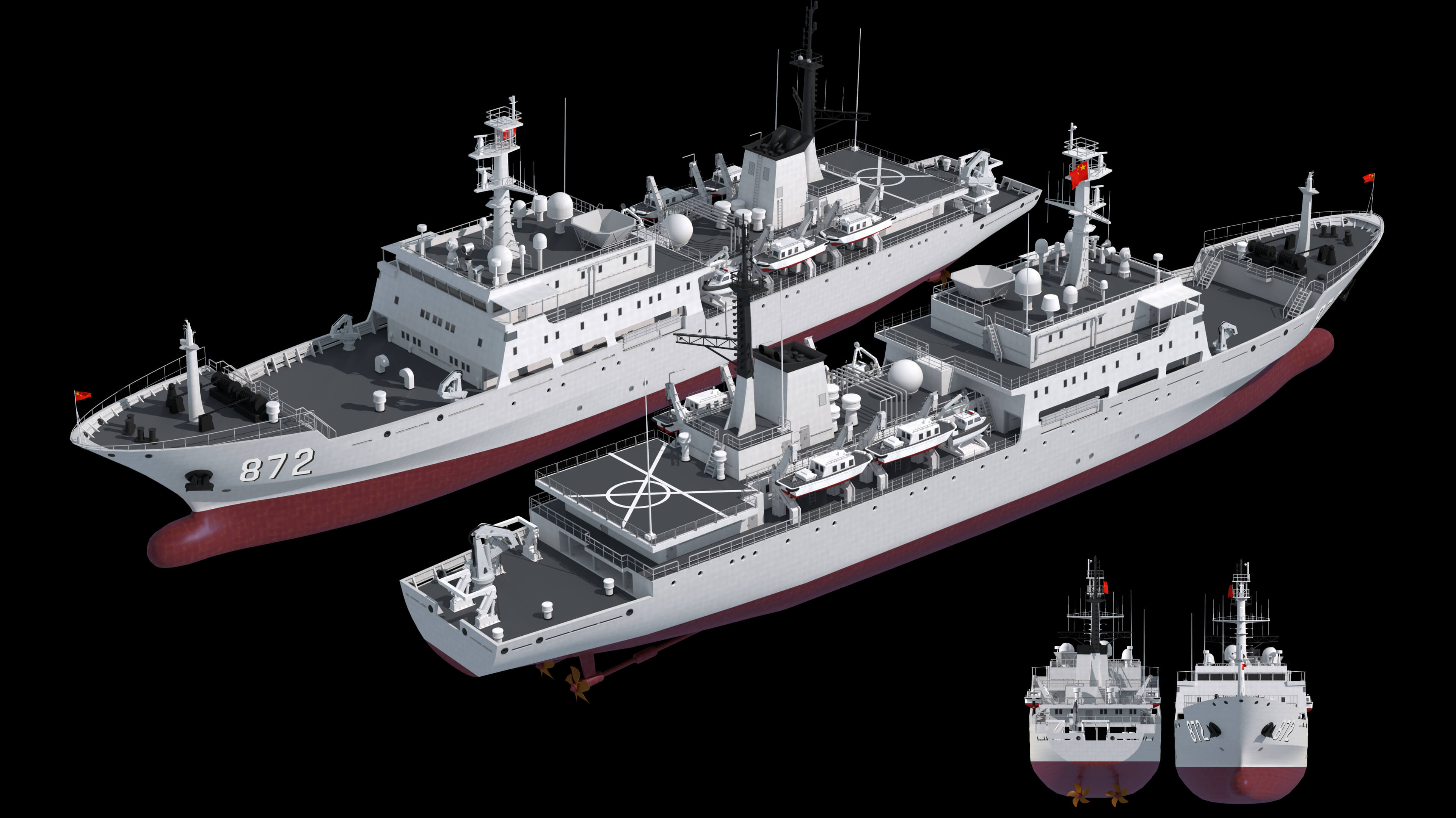 Chinese 872 Zhu Kezhen Type 636A Oceanographic Survey Vessel 3D Model