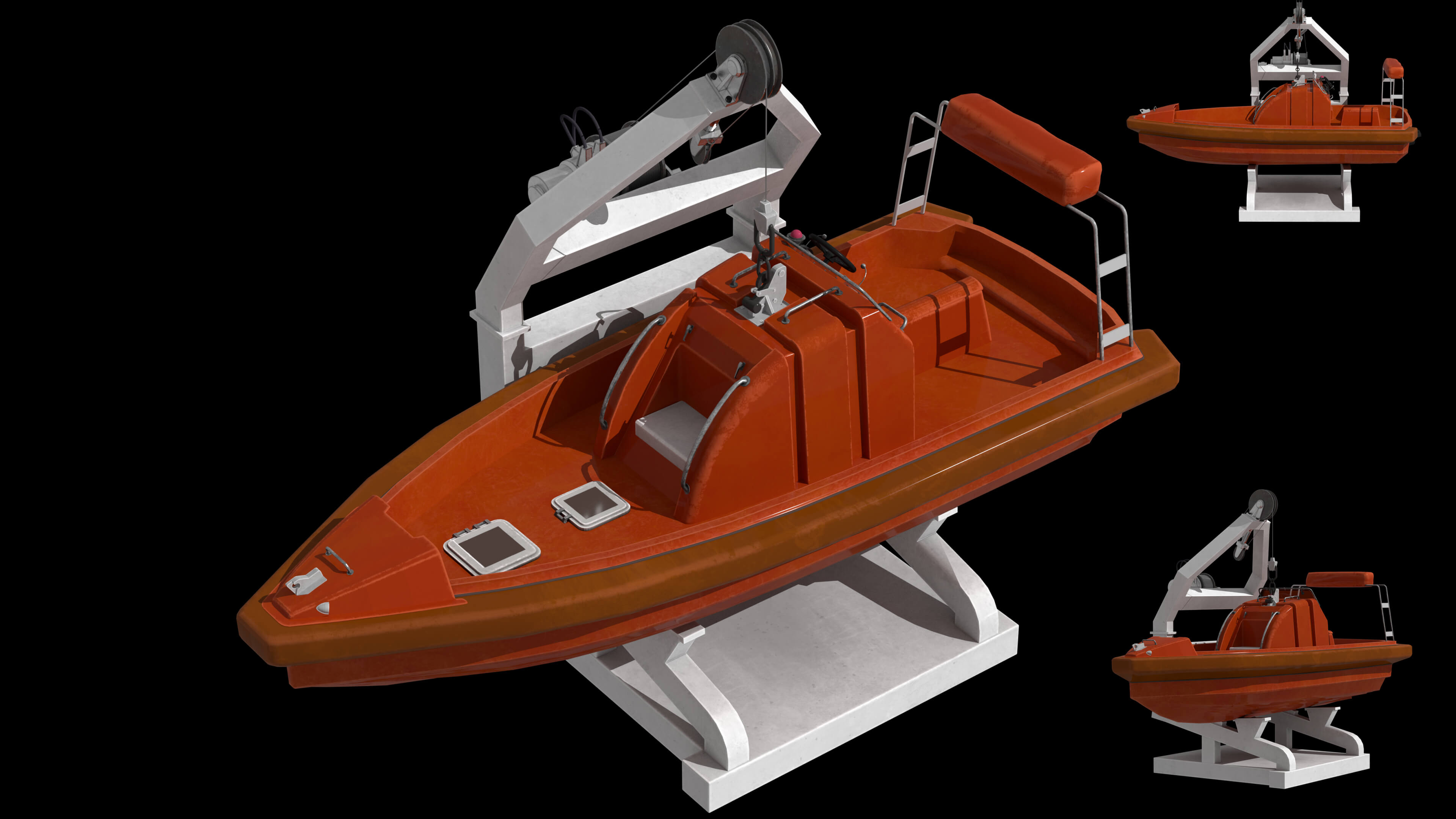 Lifeboat Davit Coast Guard Vessel Government Service Vessel 3D Model