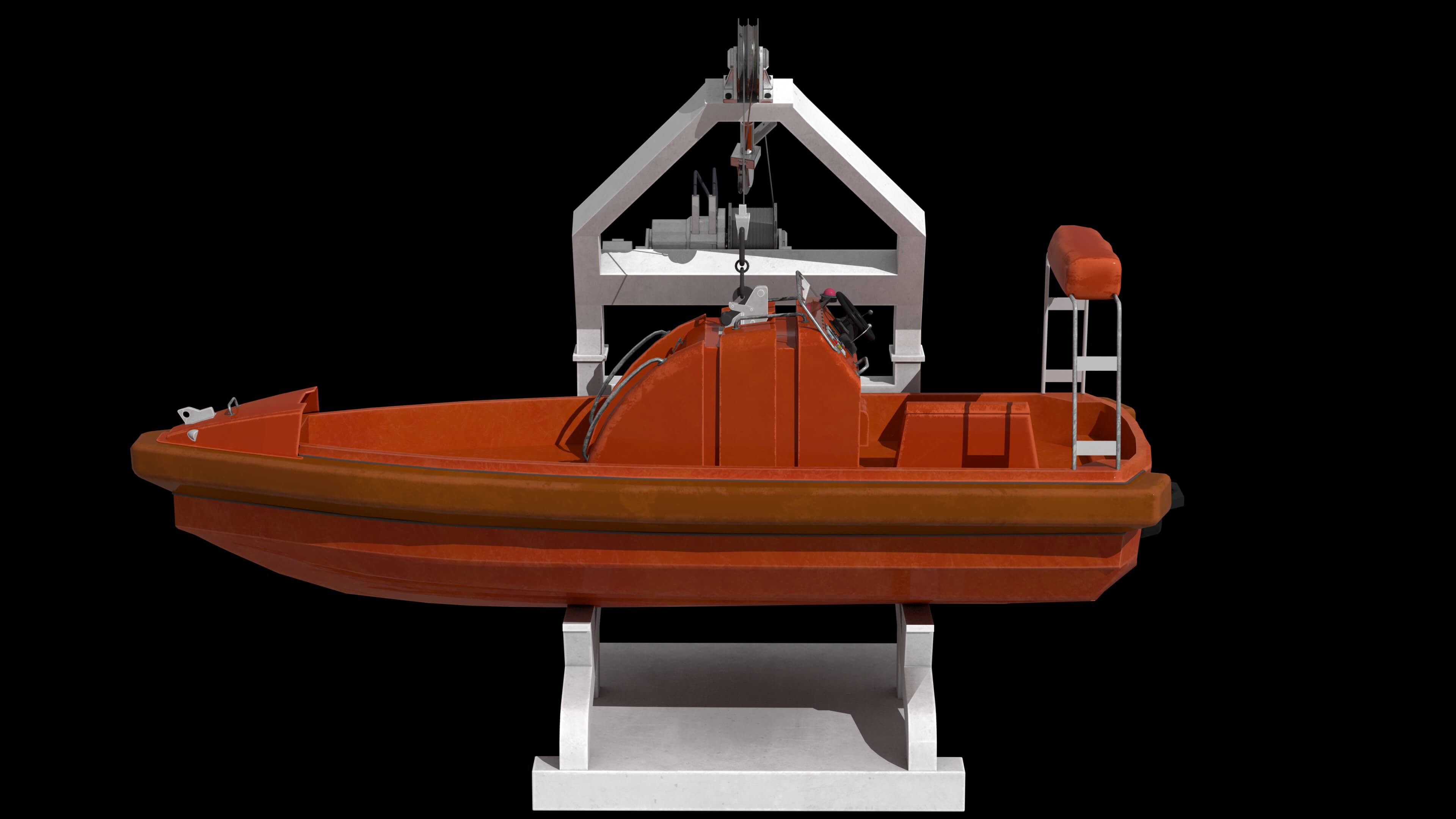 Lifeboat Davit Coast Guard Vessel Government Service Vessel 3D Model