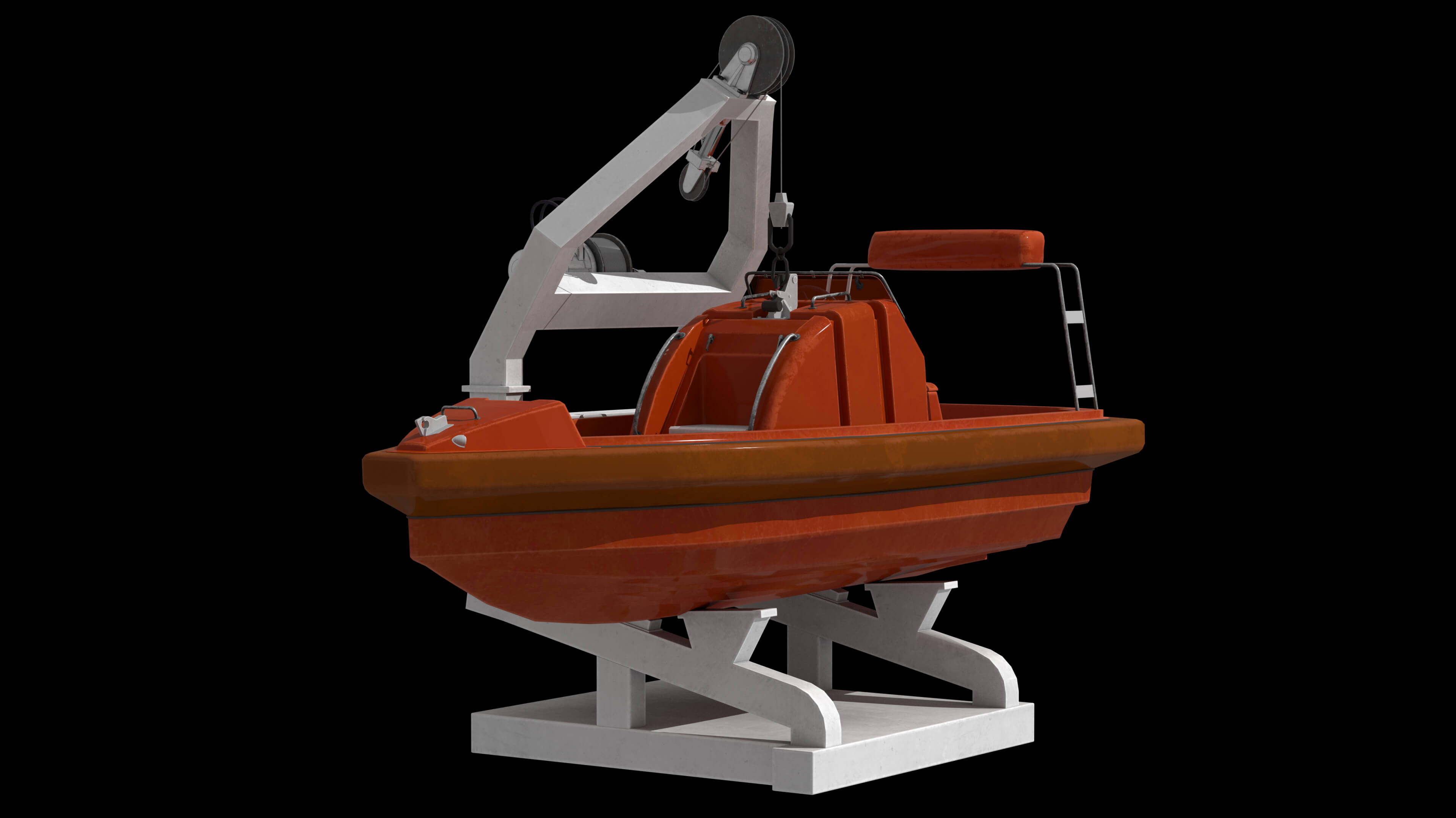 Lifeboat Davit Coast Guard Vessel Government Service Vessel 3D Model