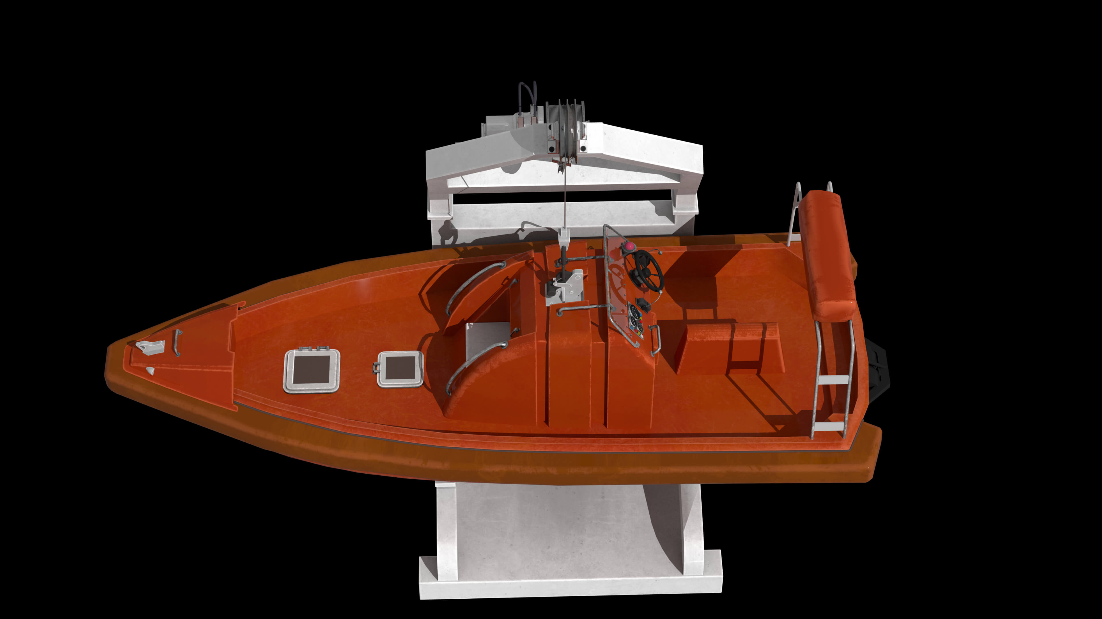 Lifeboat Davit Coast Guard Vessel Government Service Vessel 3D Model