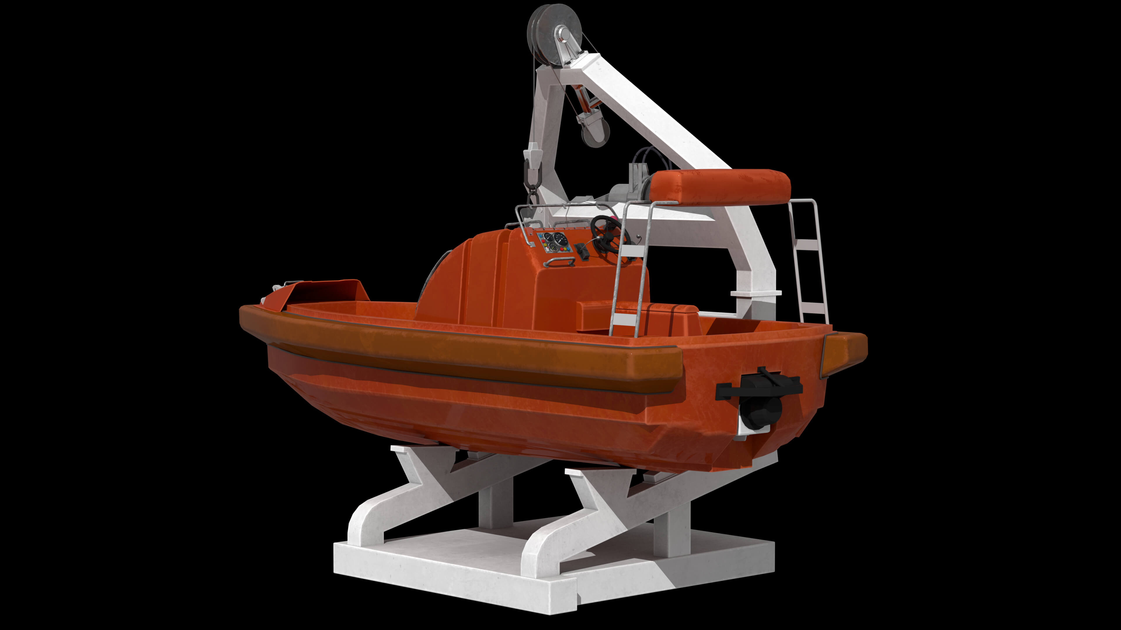 Lifeboat Davit Coast Guard Vessel Government Service Vessel 3D Model