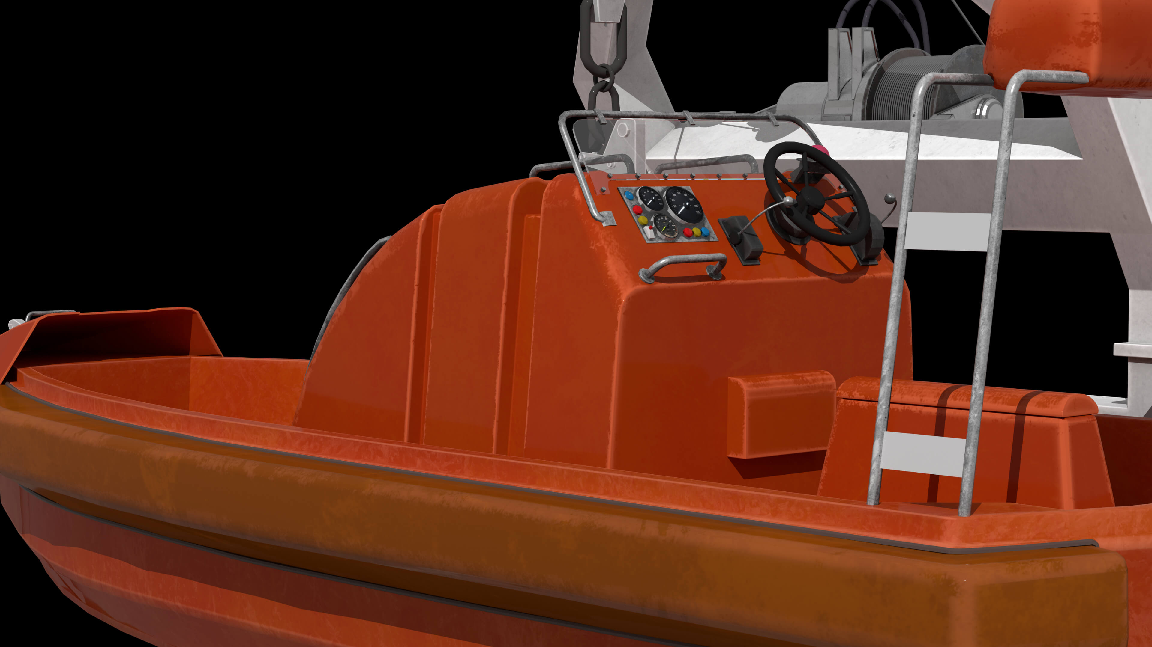 Lifeboat Davit Coast Guard Vessel Government Service Vessel 3D Model