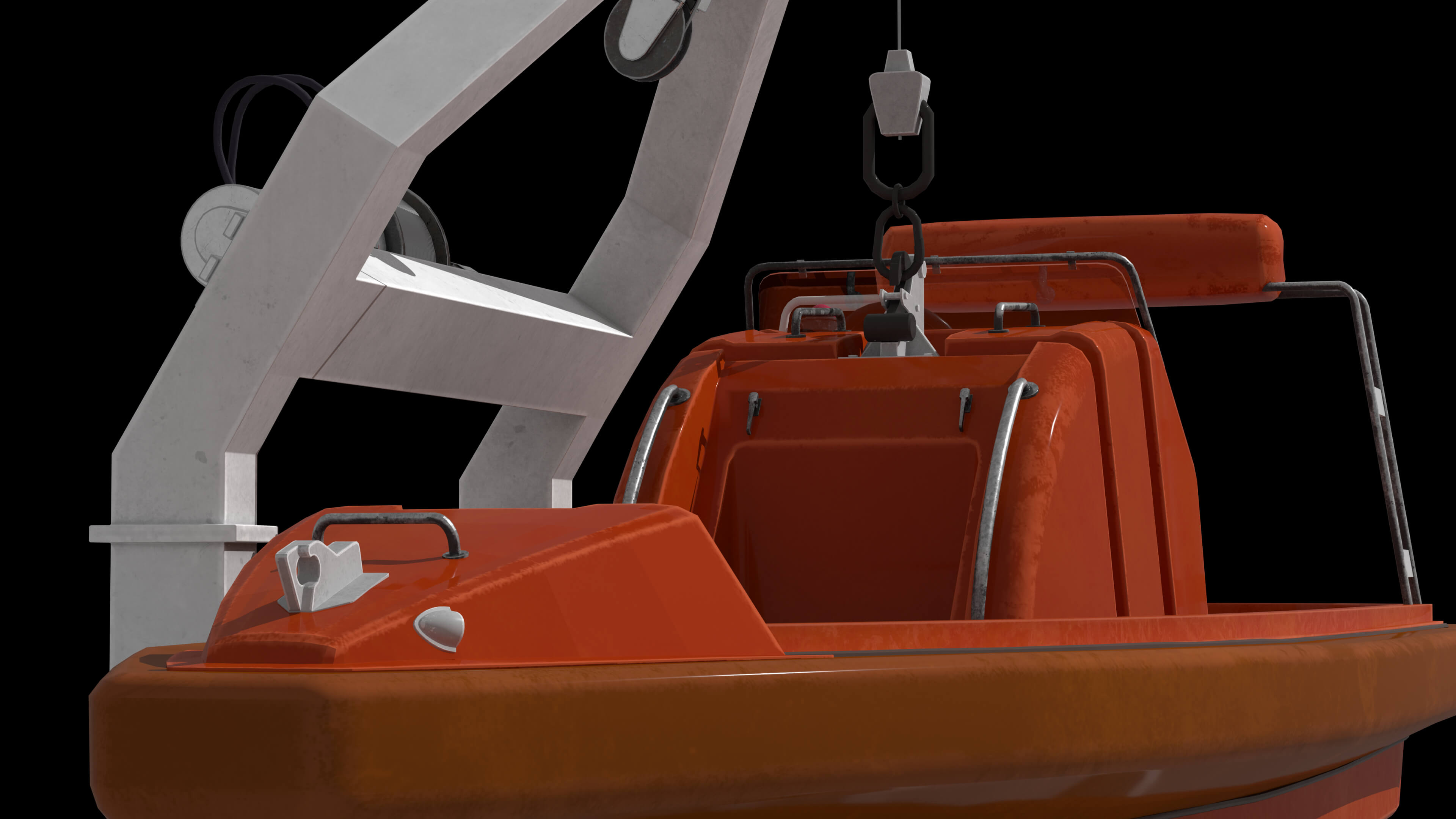 Lifeboat Davit Coast Guard Vessel Government Service Vessel 3D Model
