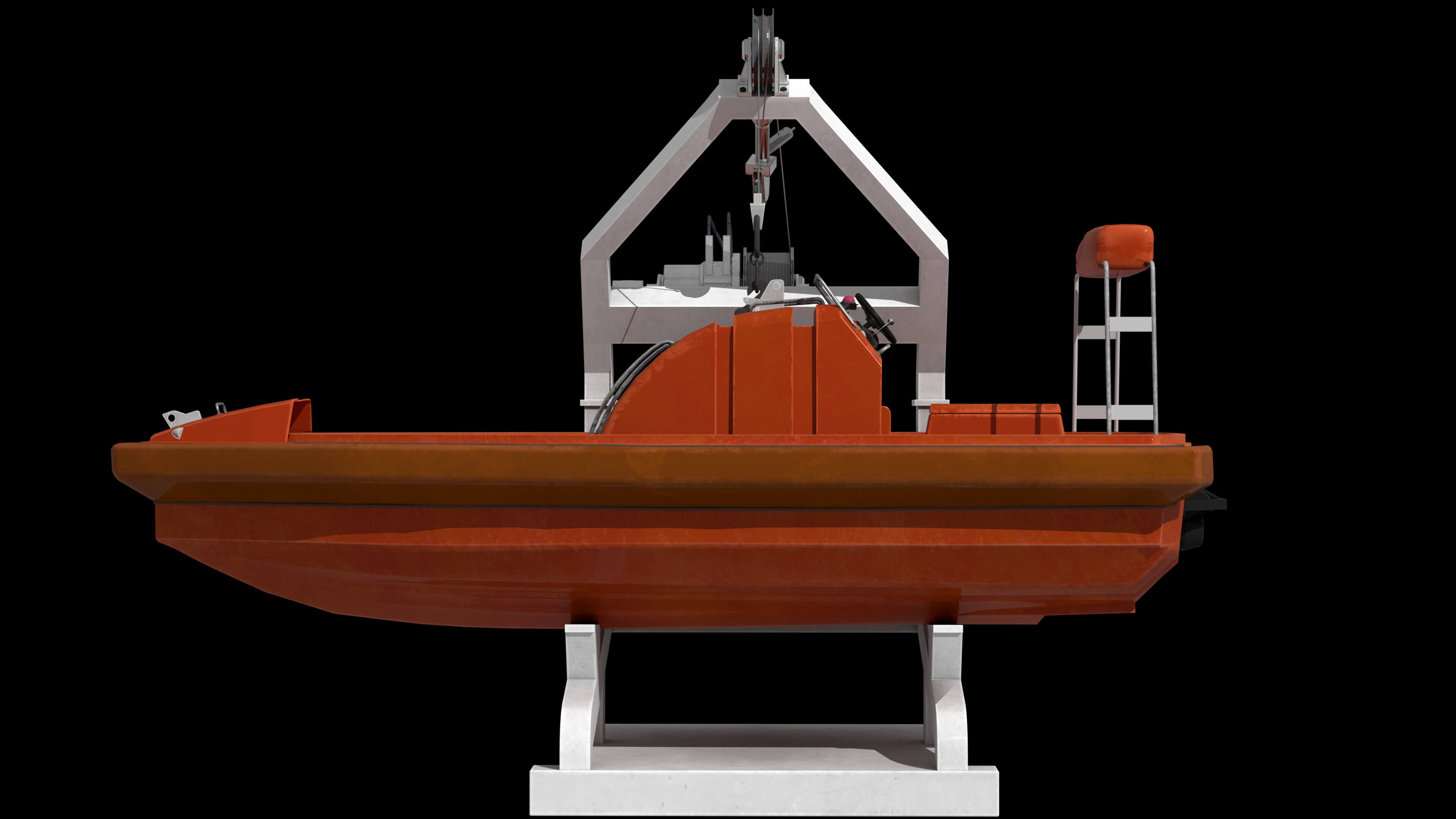 Lifeboat Davit Coast Guard Vessel Government Service Vessel 3D Model