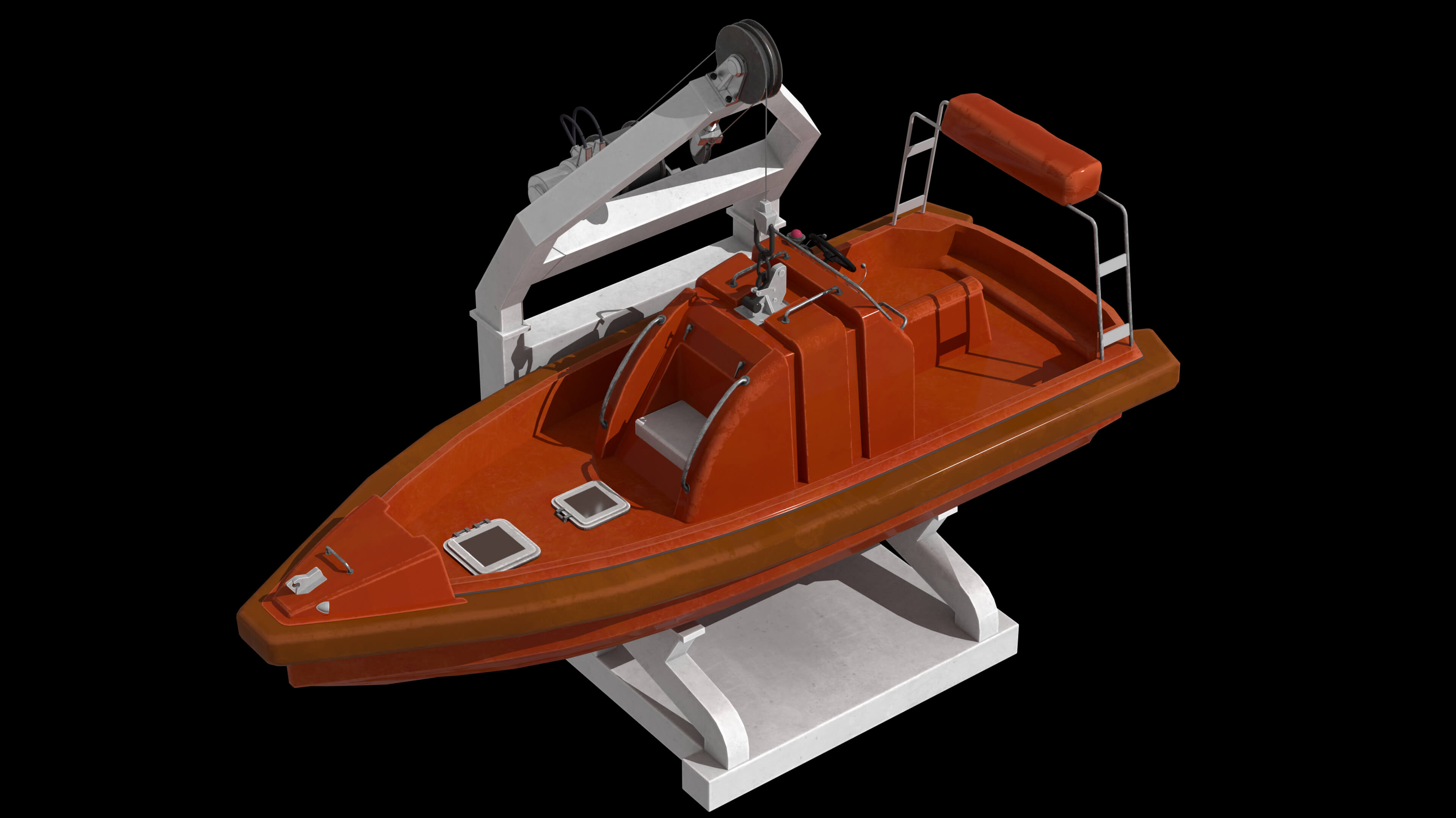 Lifeboat Davit Coast Guard Vessel Government Service Vessel 3D Model