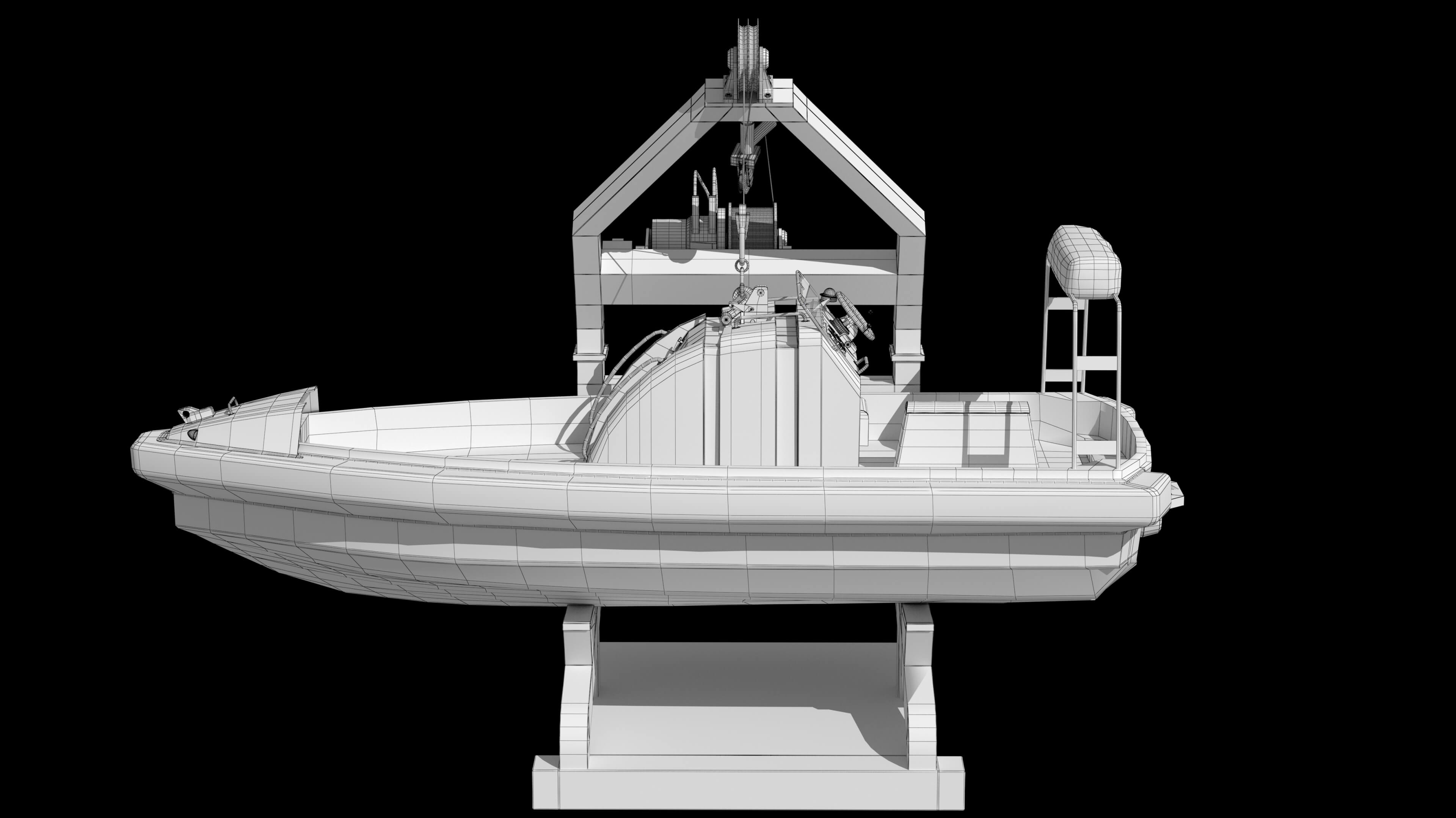 Lifeboat Davit Coast Guard Vessel Government Service Vessel 3D Model