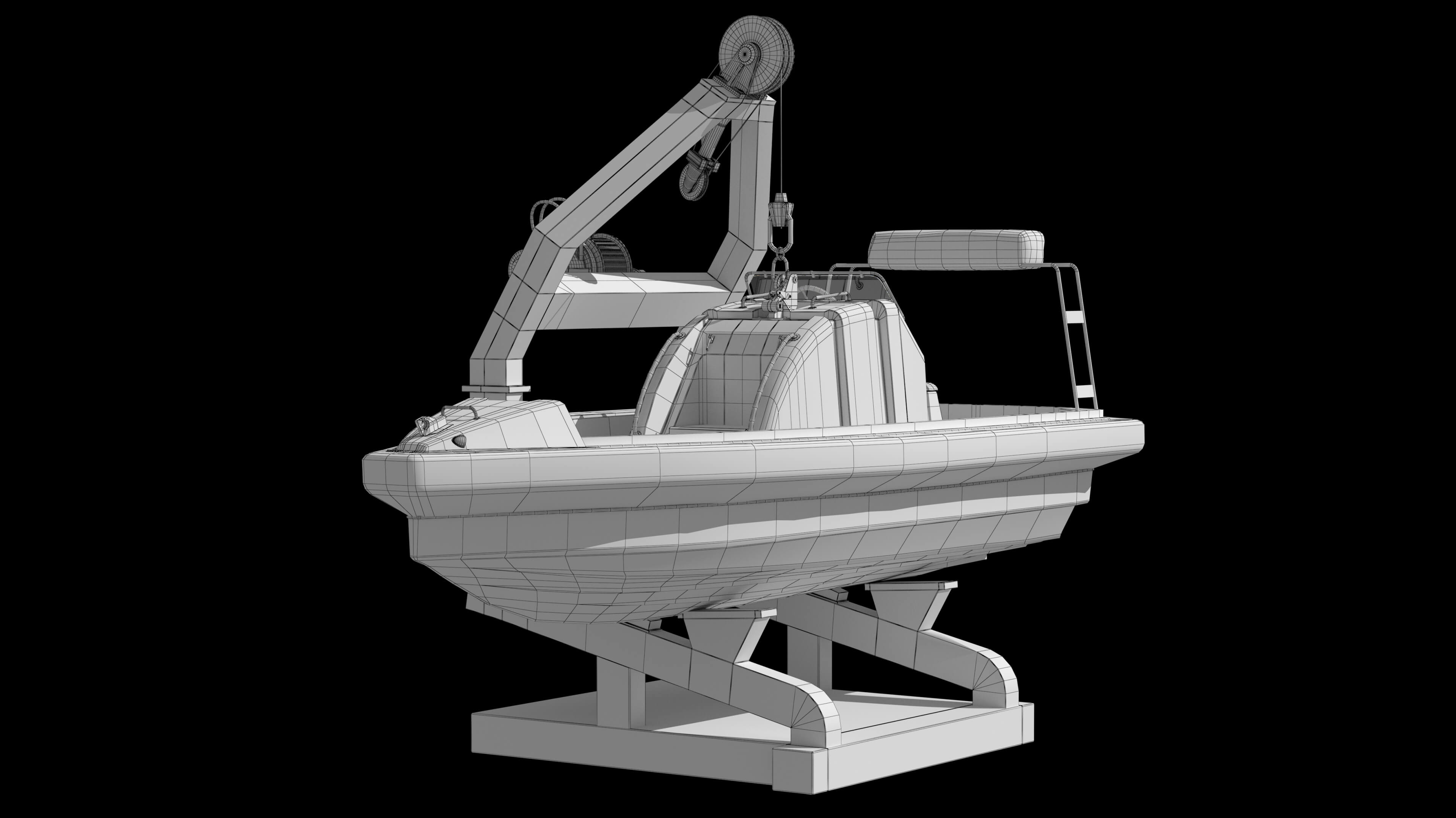 Lifeboat Davit Coast Guard Vessel Government Service Vessel 3D Model