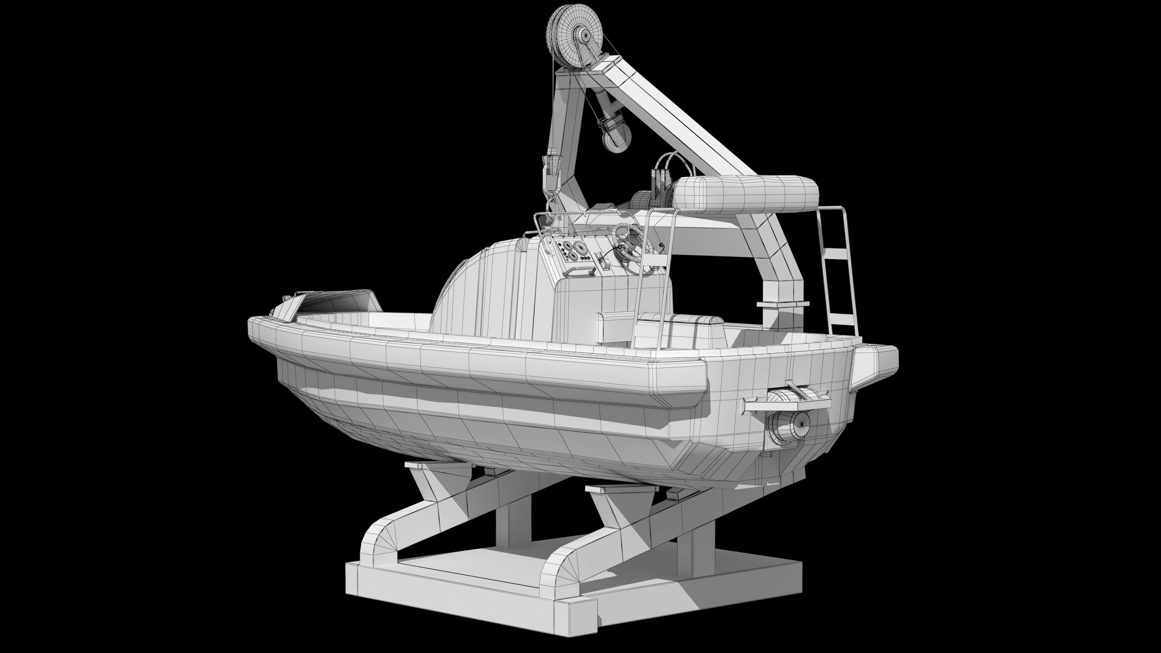 Lifeboat Davit Coast Guard Vessel Government Service Vessel 3D Model