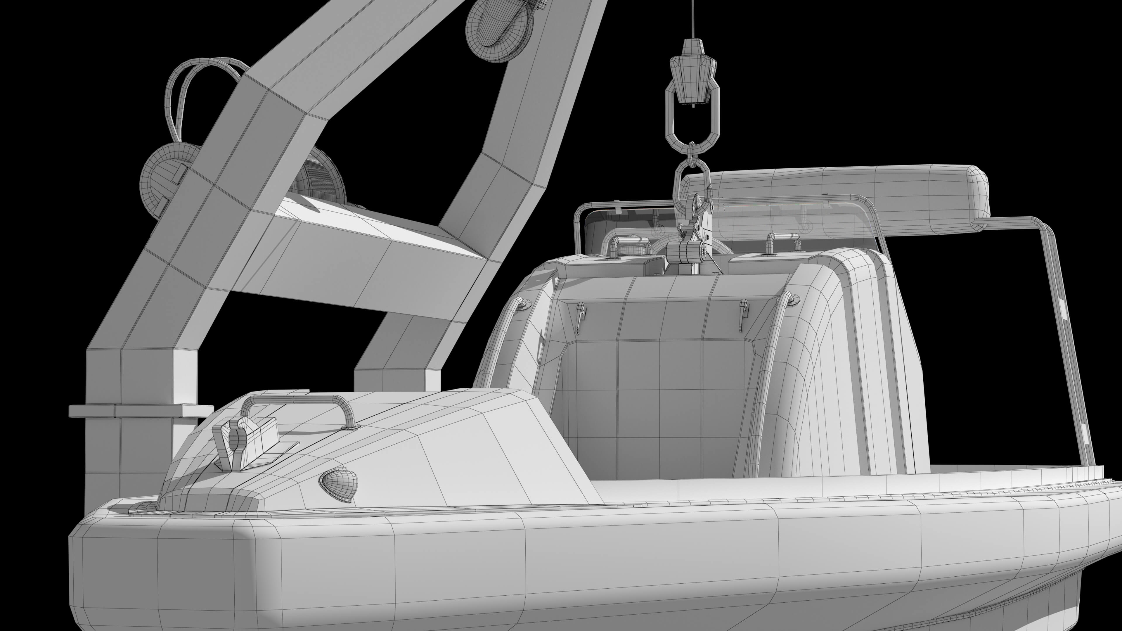 Lifeboat Davit Coast Guard Vessel Government Service Vessel 3D Model