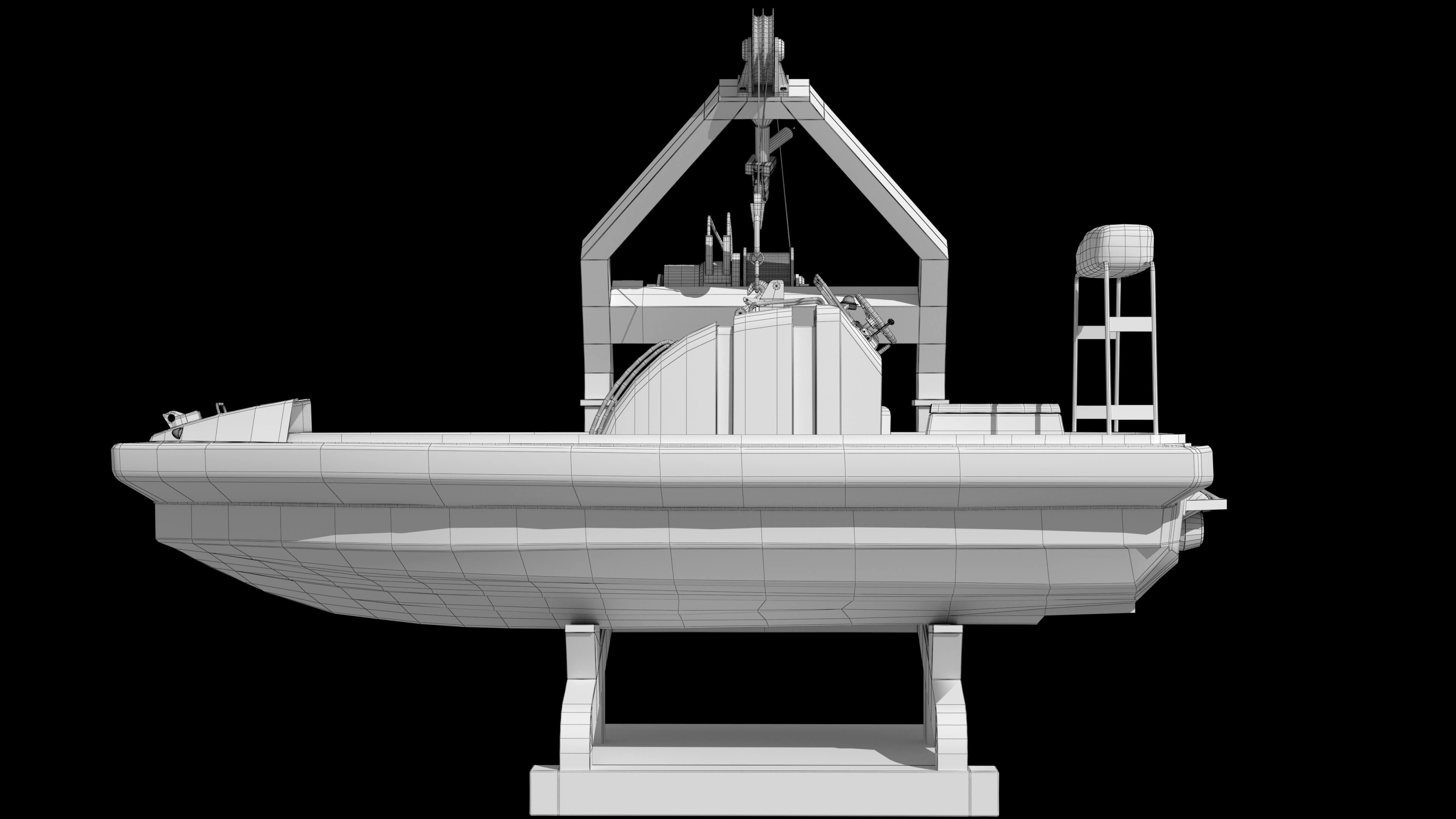 Lifeboat Davit Coast Guard Vessel Government Service Vessel 3D Model