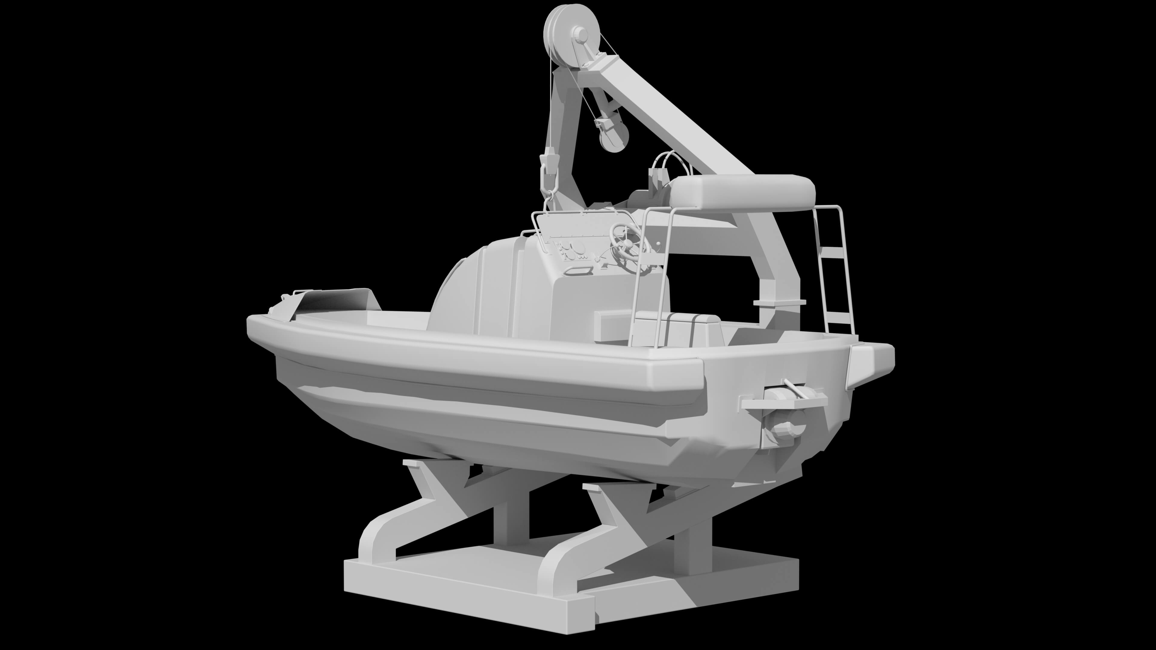 Lifeboat Davit Coast Guard Vessel Government Service Vessel 3D Model