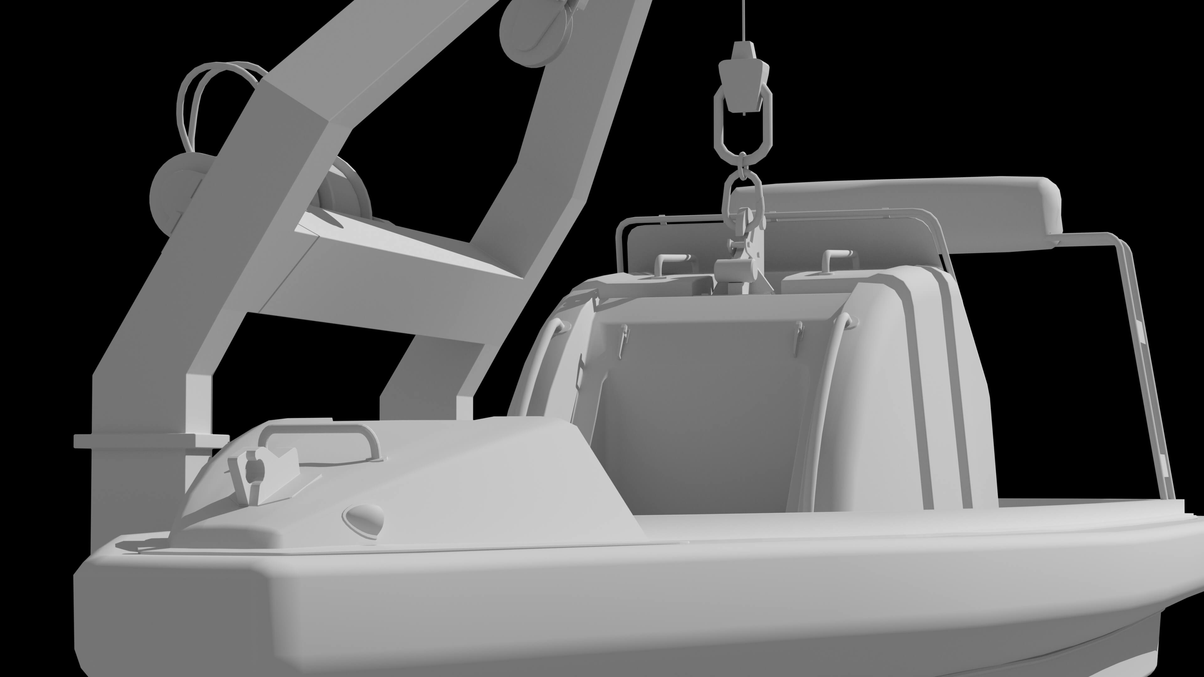 Lifeboat Davit Coast Guard Vessel Government Service Vessel 3D Model