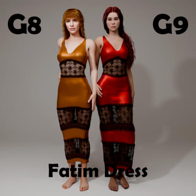 Fatim Dress for Genesis 8 Female / Genesis 9