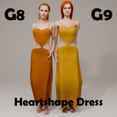 Heartshape Dress for Genesis 8 Female / Genesis 9
