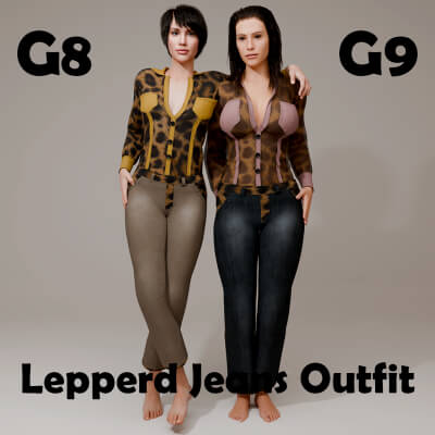 Lepperd Jeans Outfit for Genesis 8 Female / Genesis 9 Daz Content