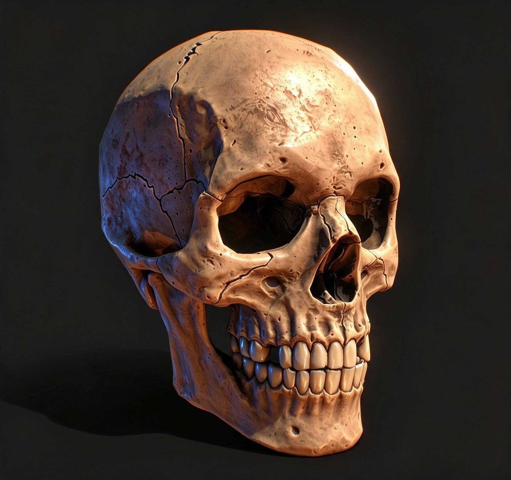 Cracked Weathered Human Skull 3D Model 3D Model