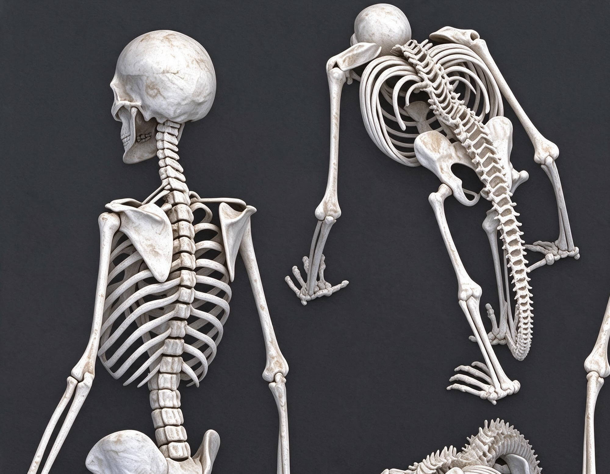 Human Ape Monkey Skeleton Comparative Anatomy 3D Model 3D Model