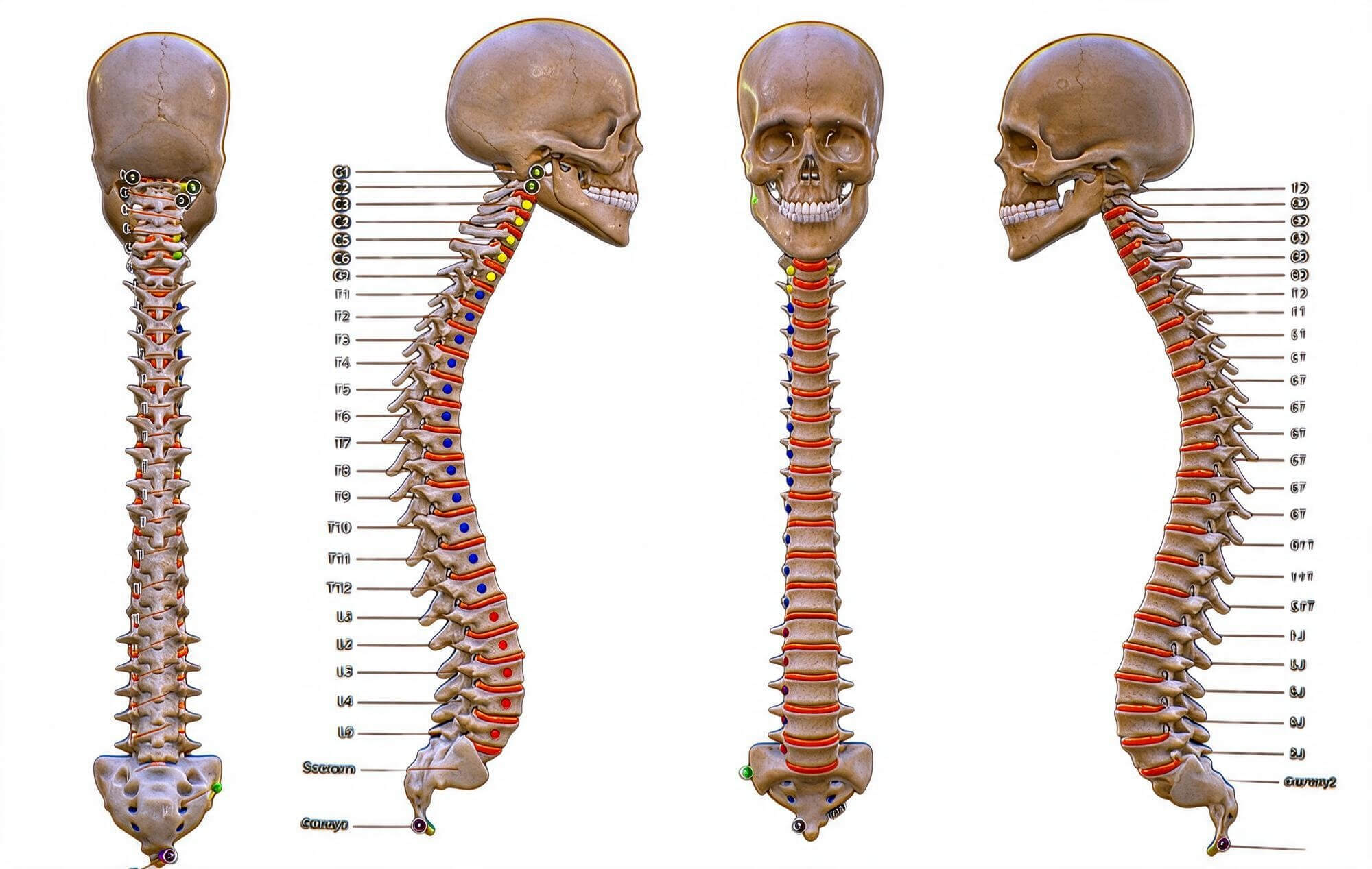 Human Cervical Spine Thoracic Spine Skull 3d Model 3D Model