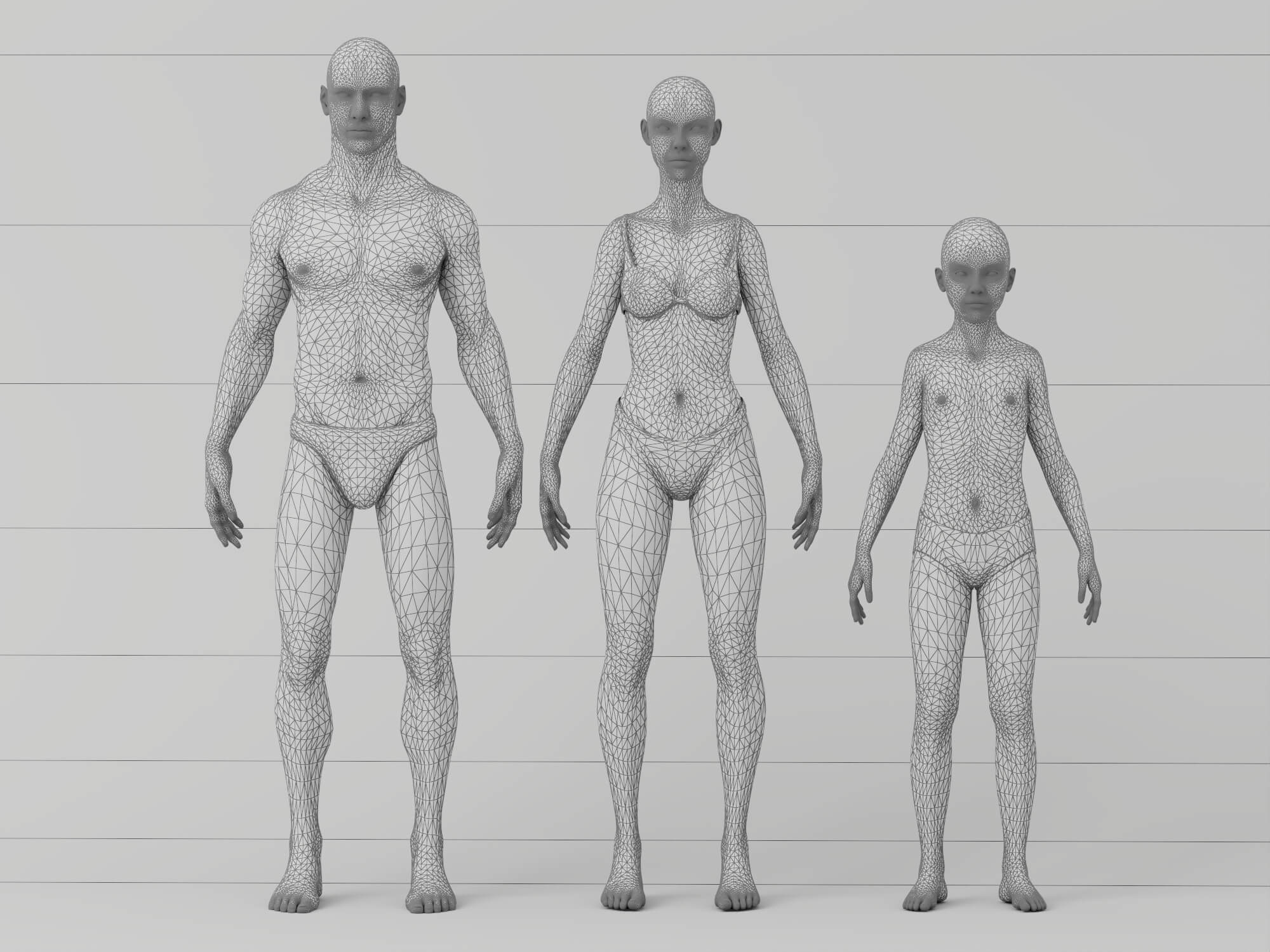 Male Female Child Human Base Mesh 3d Model 3D Model