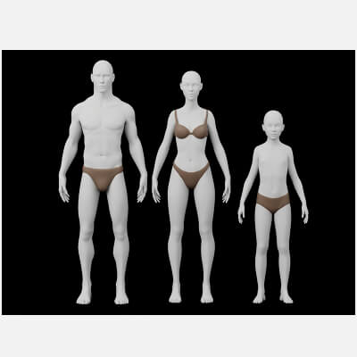 Male Female Child Human Base Mesh 3d Model