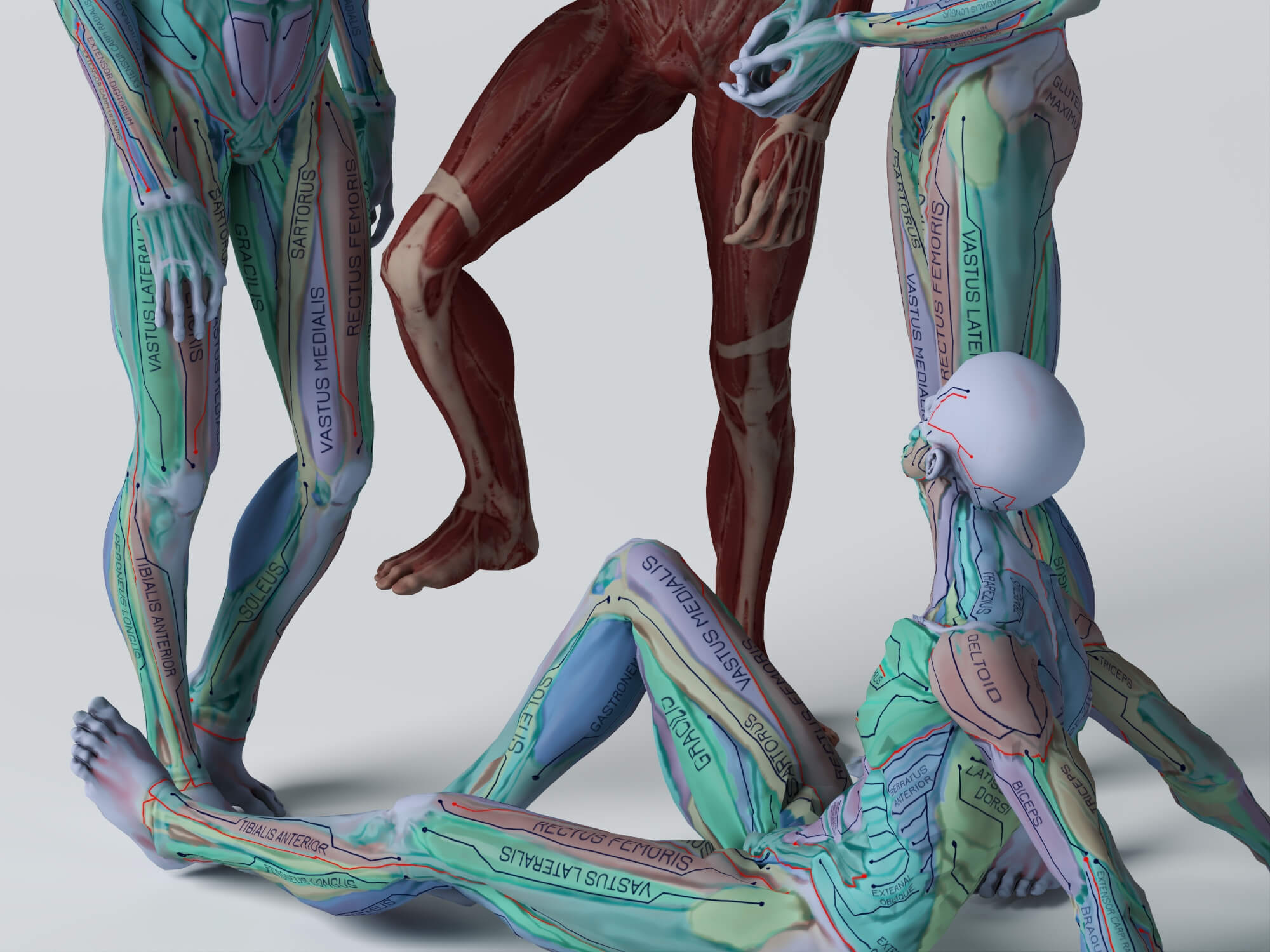 Male Human Muscular Anatomy Figure Multiple Poses 3D Model 3D Model