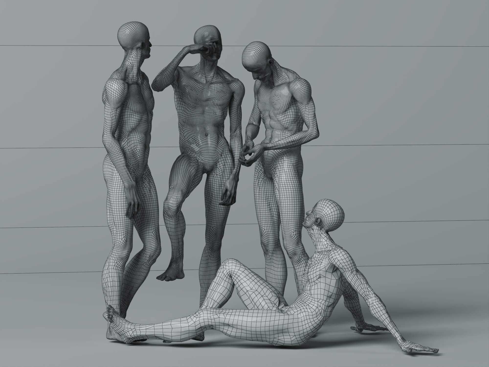 Male Human Muscular Anatomy Figure Multiple Poses 3D Model 3D Model