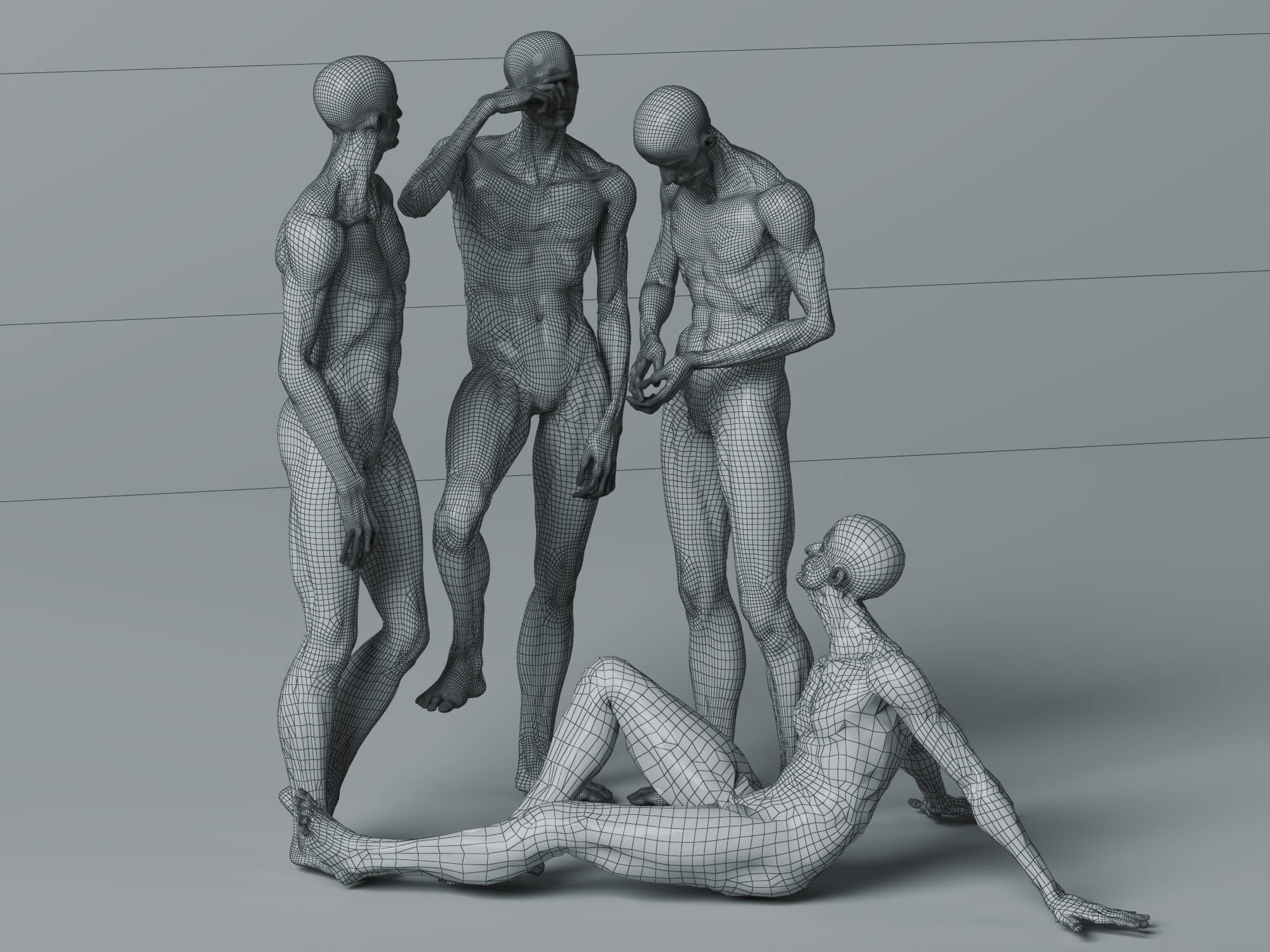 Male Human Muscular Anatomy Figure Multiple Poses 3D Model 3D Model