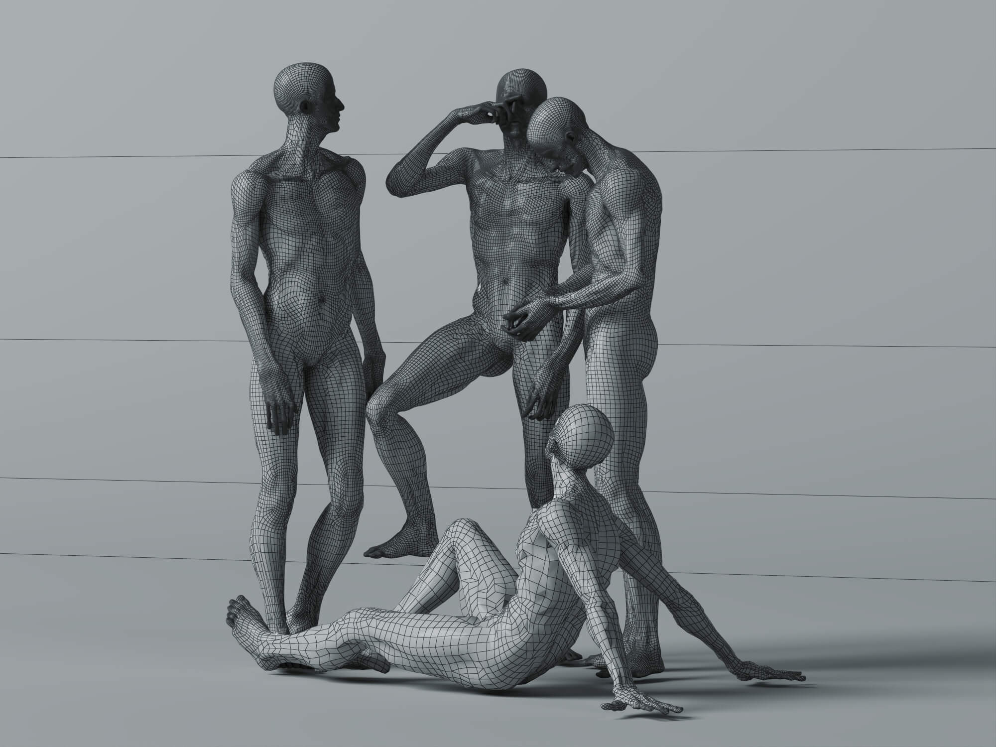 Male Human Muscular Anatomy Figure Multiple Poses 3D Model 3D Model