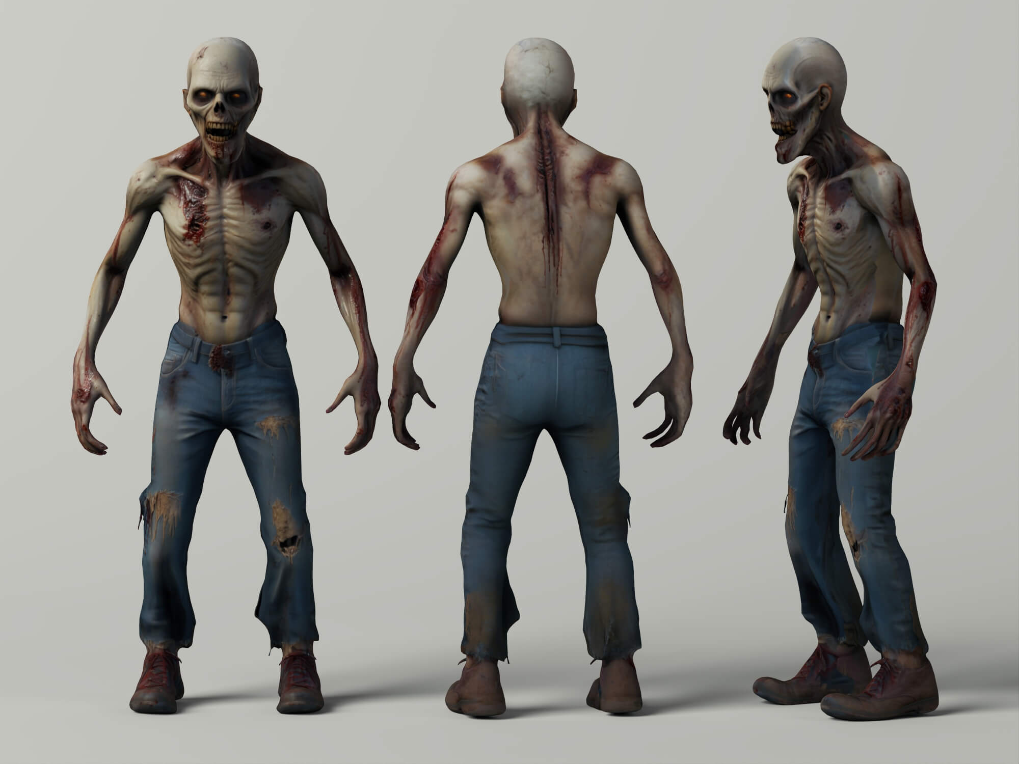 Realistic Male Zombie Character 3D Model 3D Model