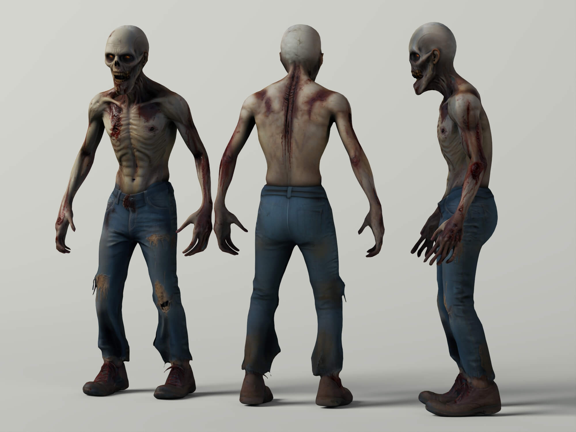 Realistic Male Zombie Character 3D Model 3D Model