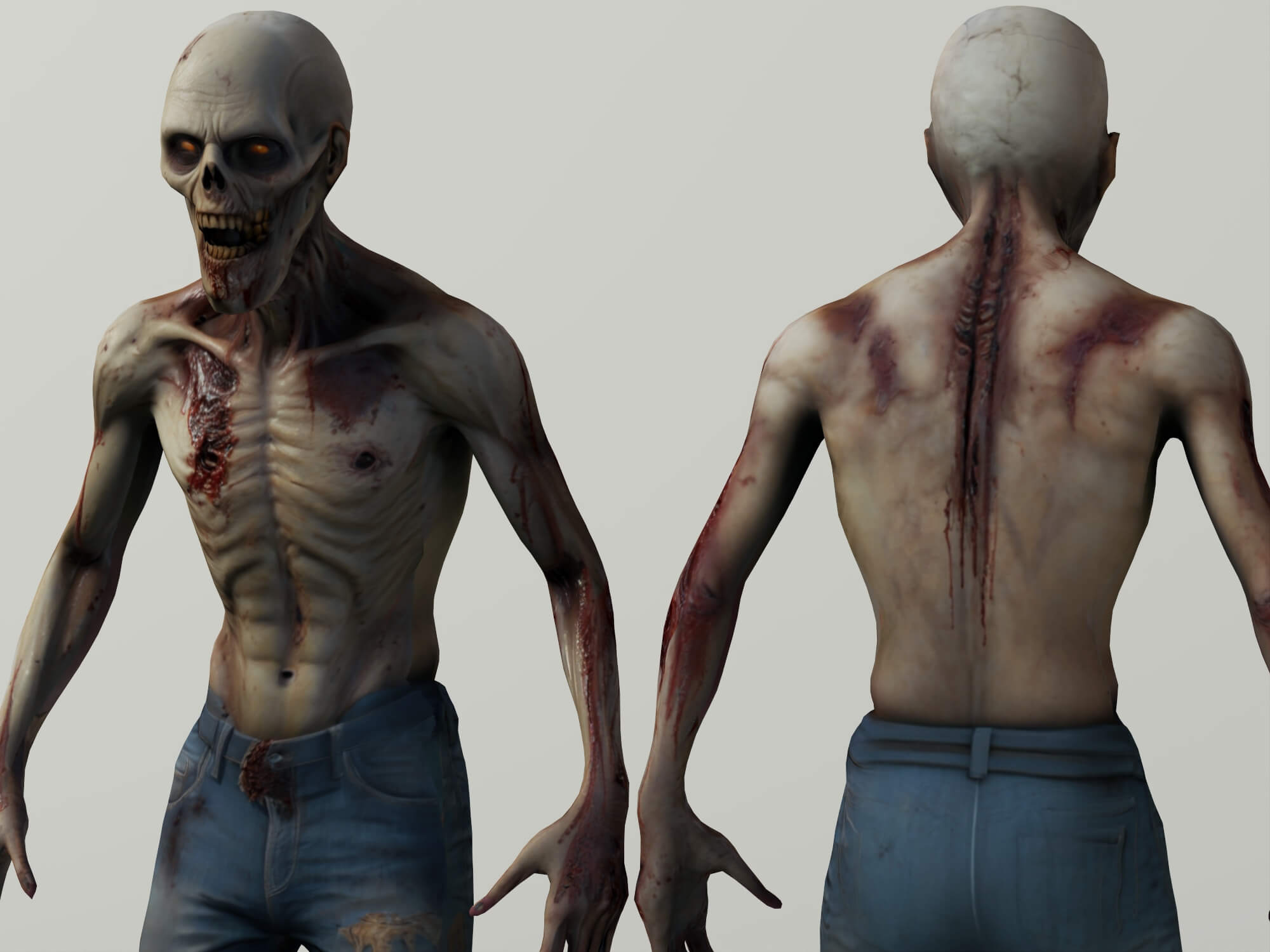 Realistic Male Zombie Character 3D Model 3D Model