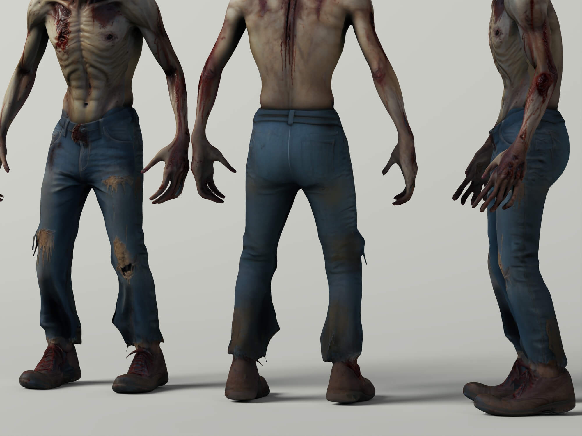 Realistic Male Zombie Character 3D Model 3D Model